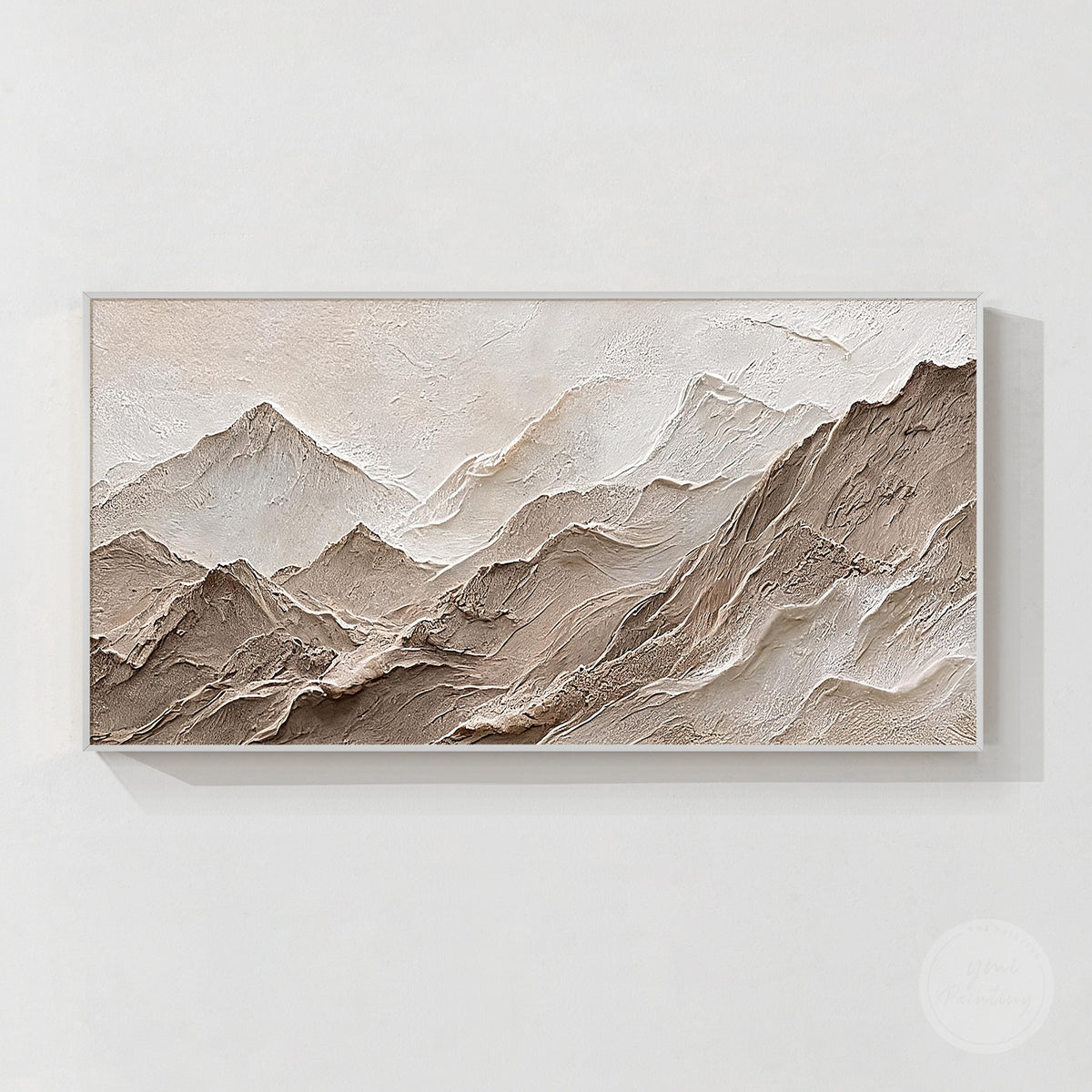 Textured neutral mountain landscape wall art