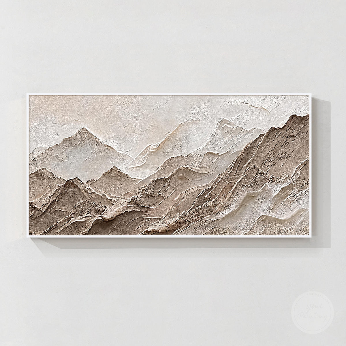 Textured neutral mountain landscape wall art