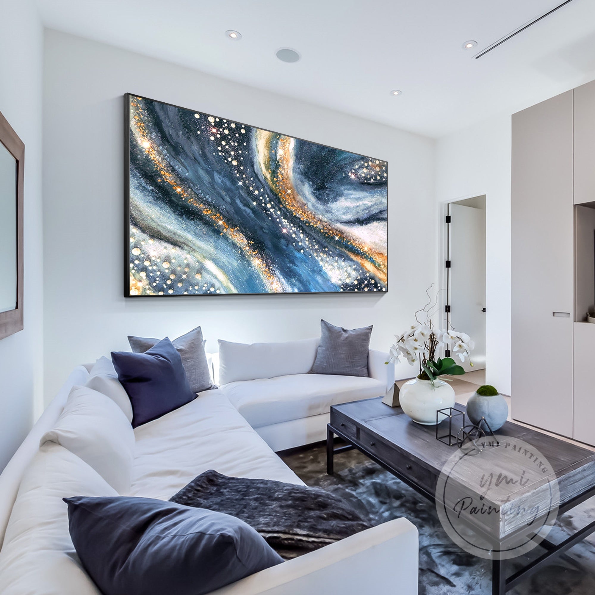 Epoxy resin and crystal geode artwork for modern interiors