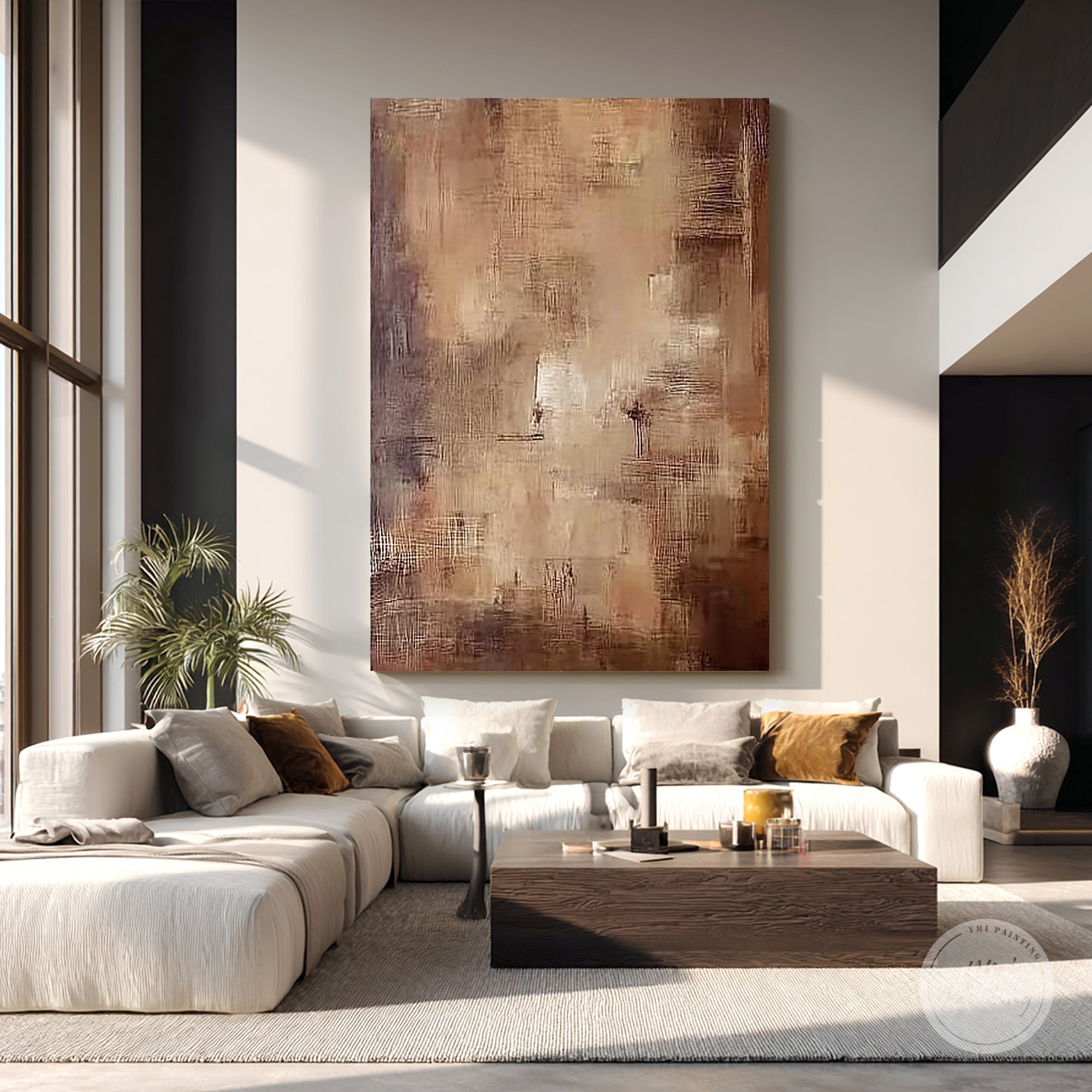 Modern brown minimalist abstract artwork for home decor