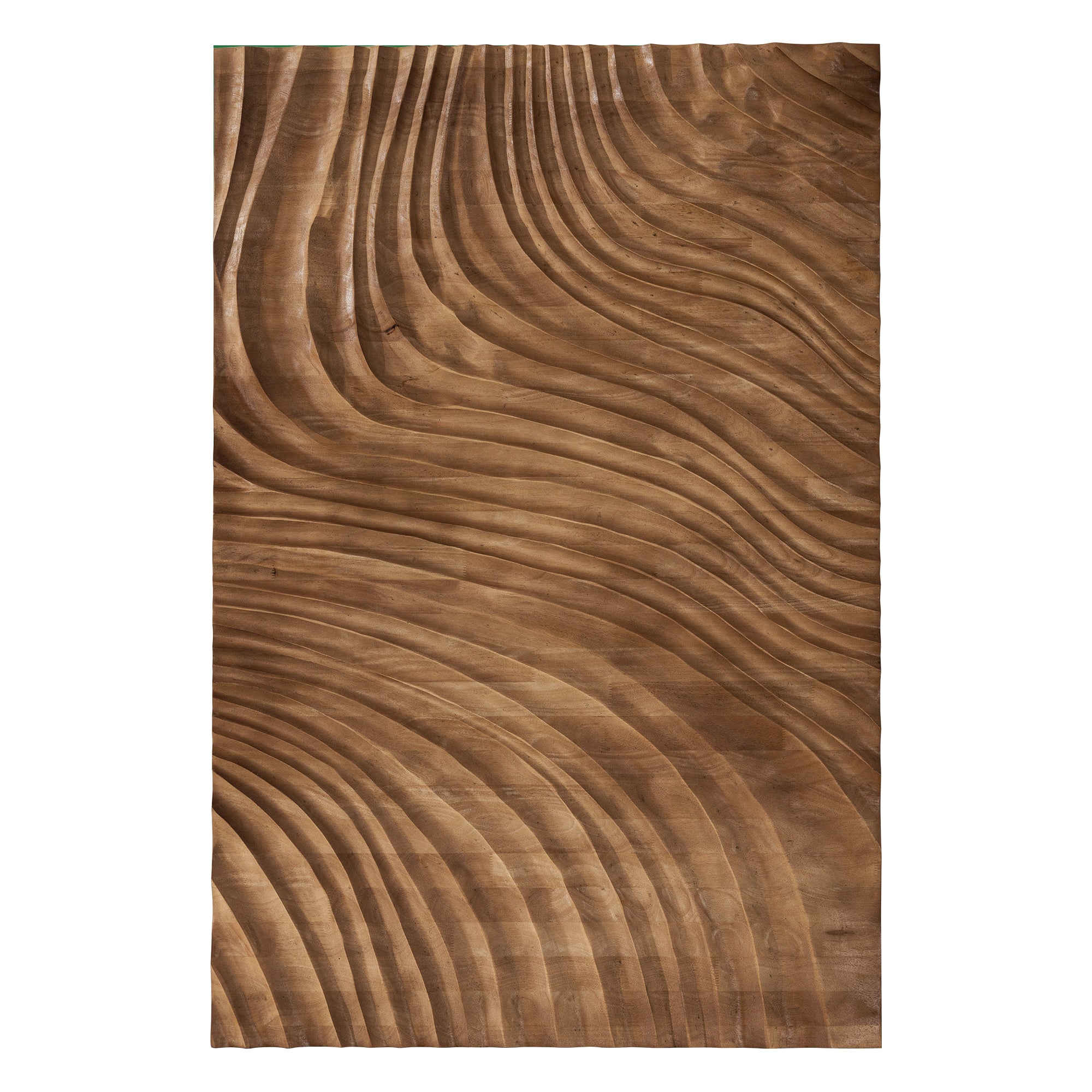 Earth Tone Reclaimed Wood Carving Wall Art with Smooth Linear Design