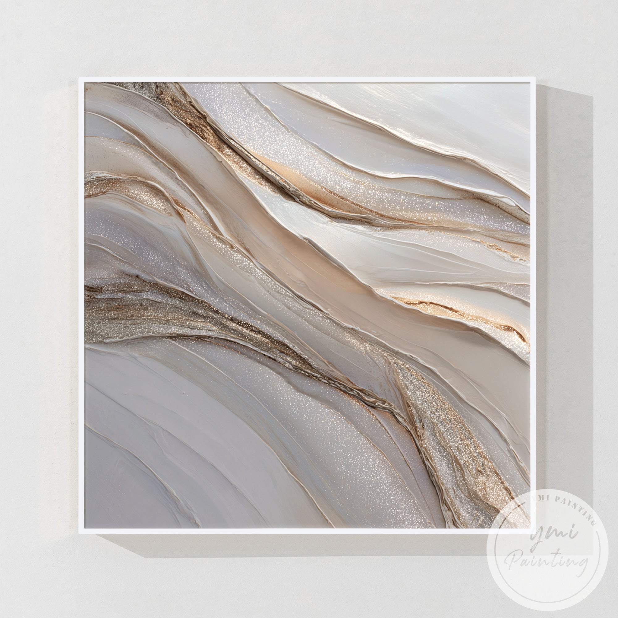 Large elegant neutral wall art in sophisticated minimalist home decor setting