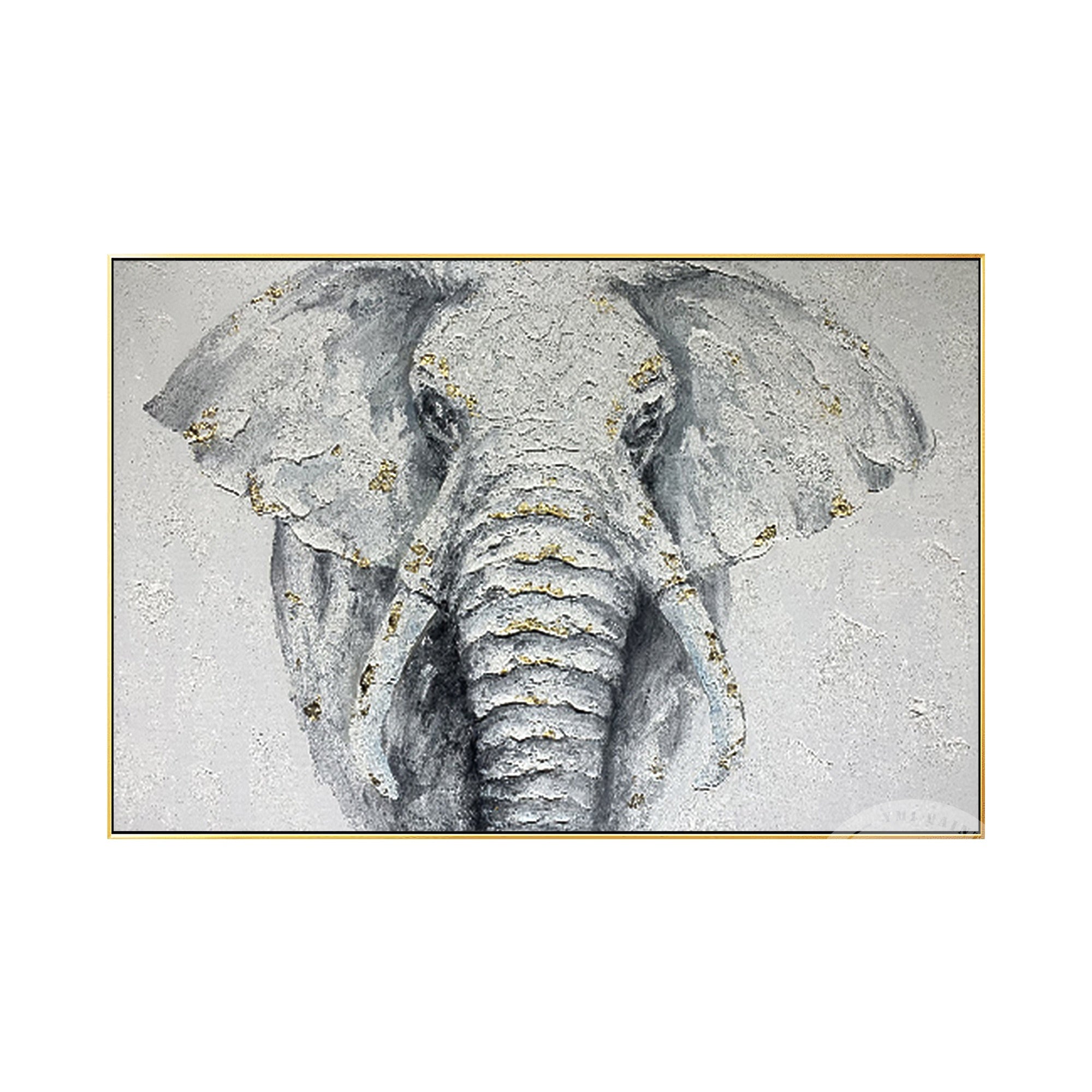 Framed Elephant Acrylic Painting with dynamic brushwork and neutral grey hues, adding a bold yet harmonious presence to your decor.
