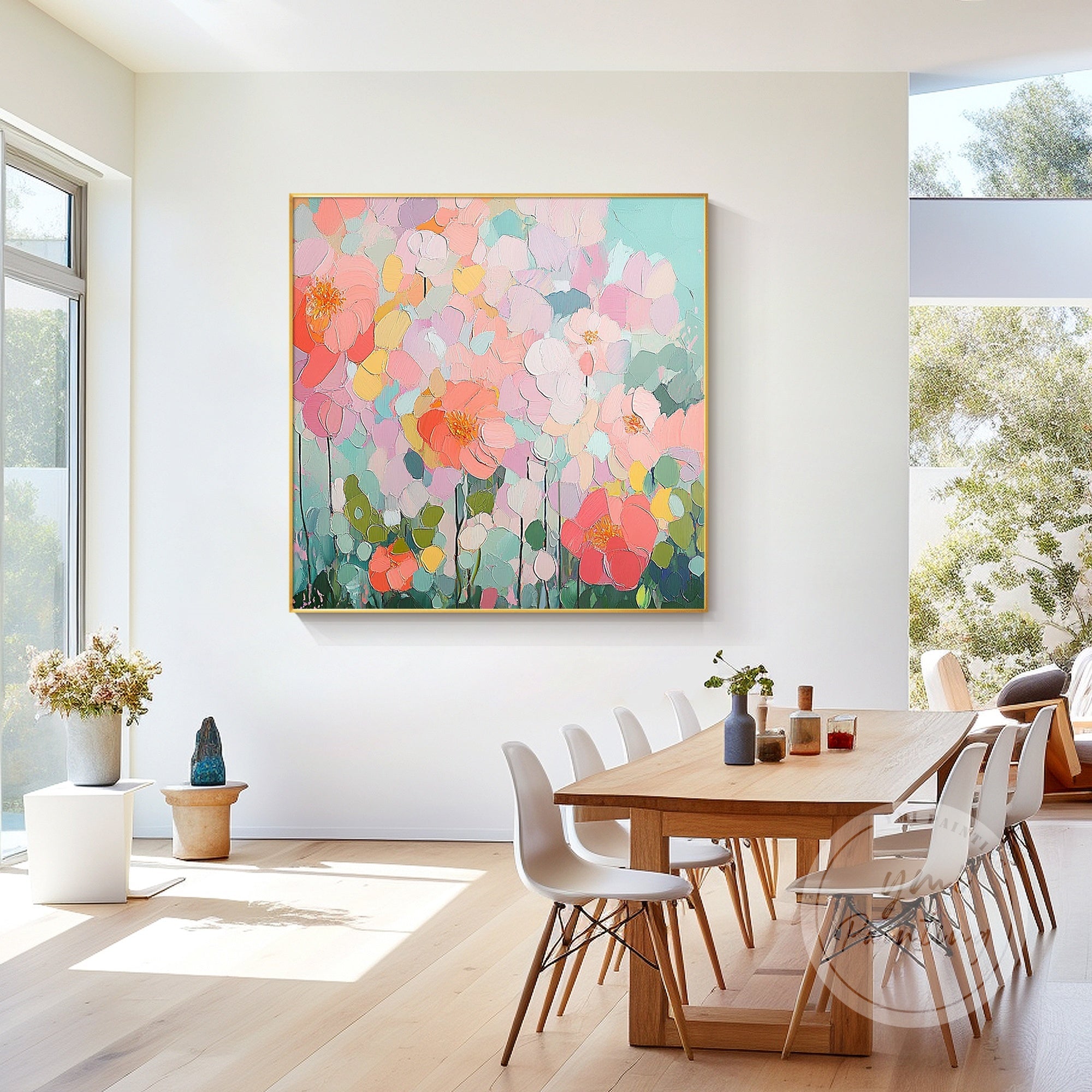 Expressive flower painting on canvas
