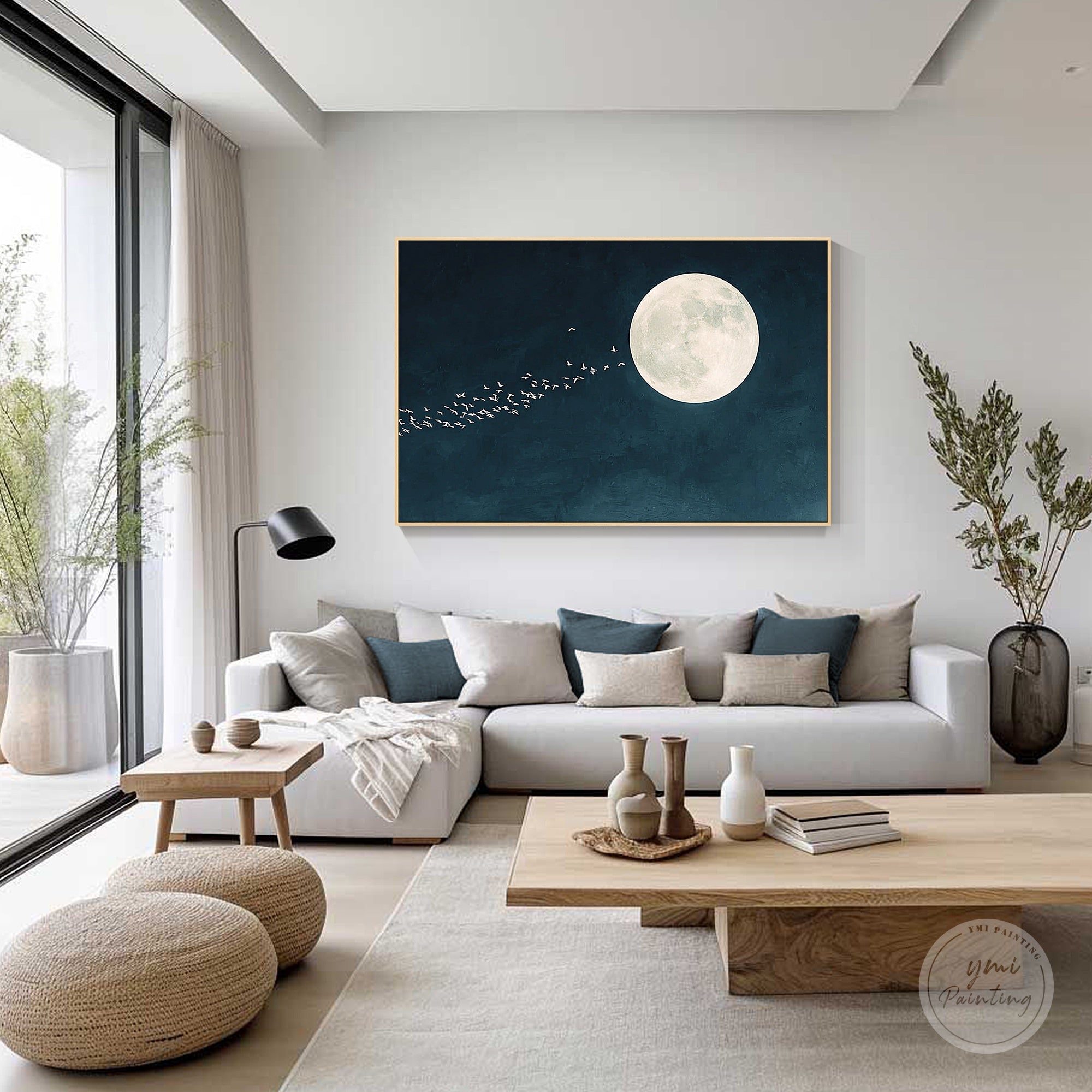Large full moon artwork designed for contemporary interiors