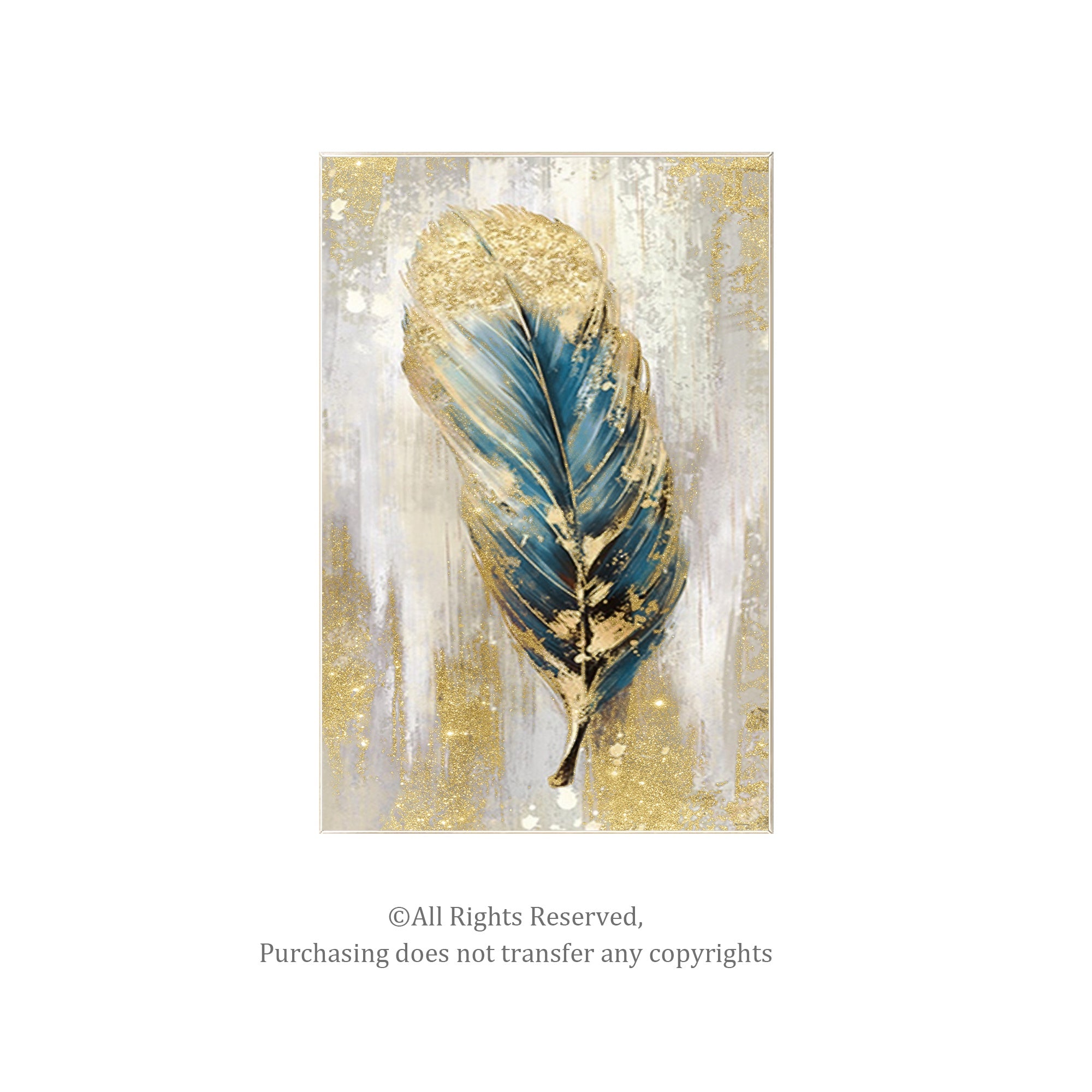 Original gold glitter leaf painting with crushed glass and rich textures, a glamorous addition to any modern wall.