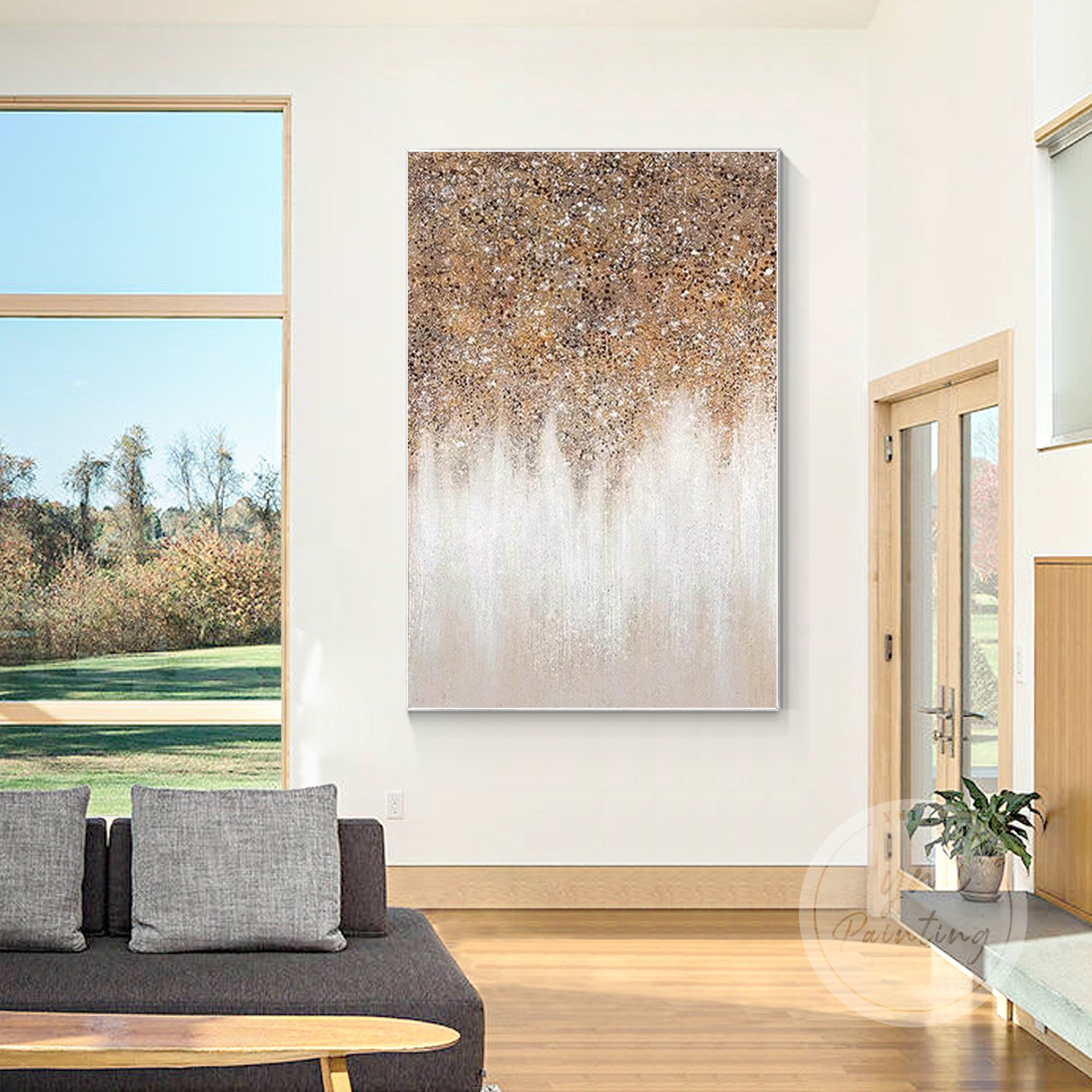 Luxe abstract artwork with sequins