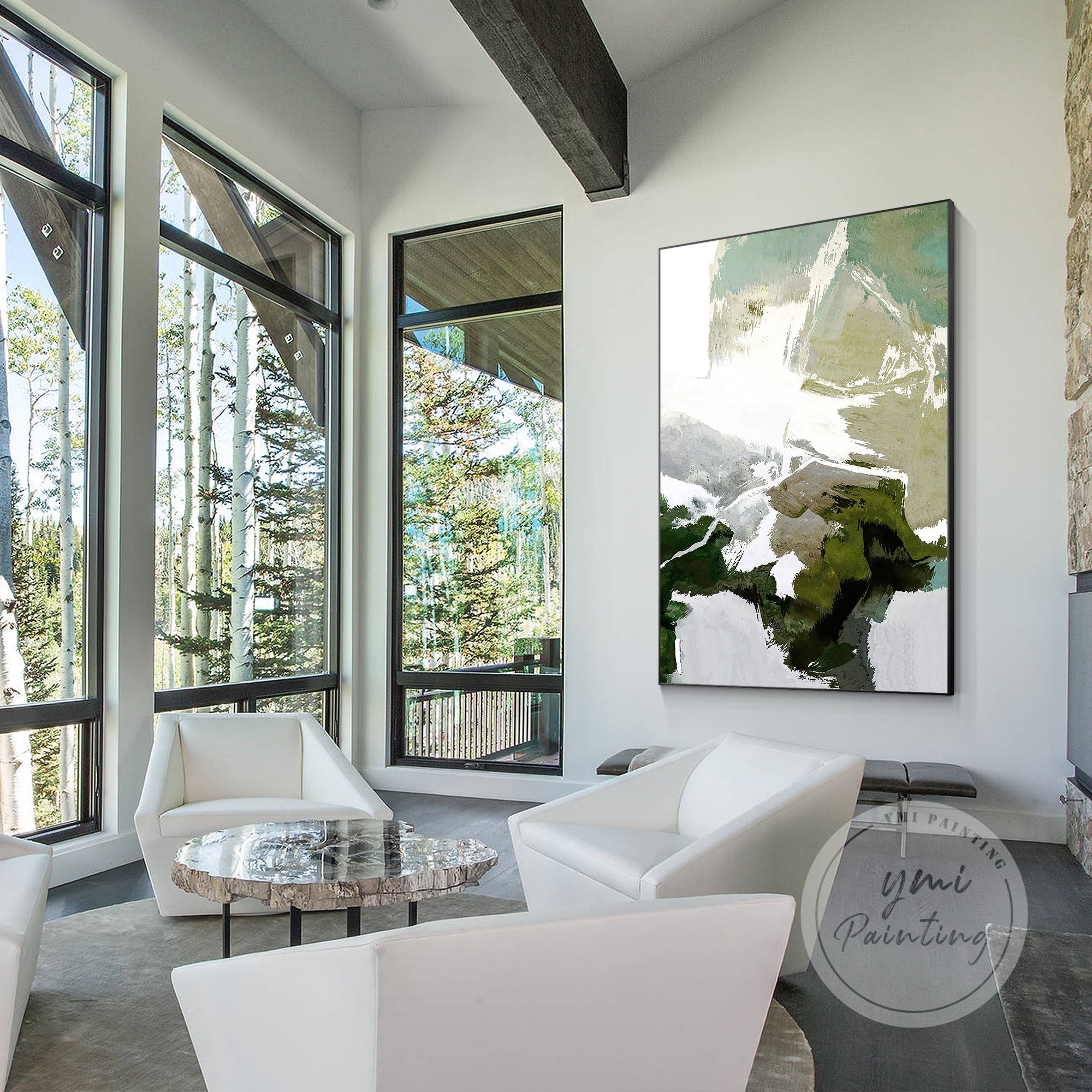 Minimalist wall art with misty valley inspiration.