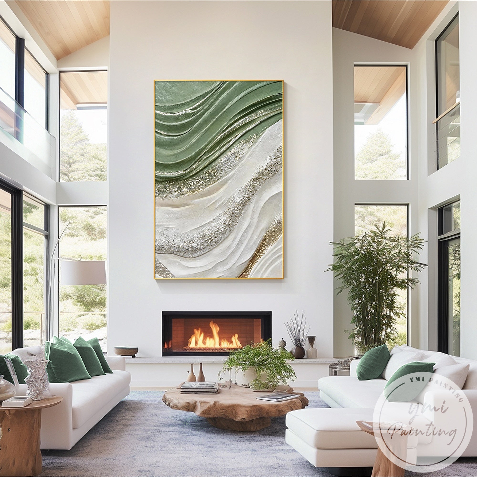Contemporary abstract wall decor with soft flowing curves