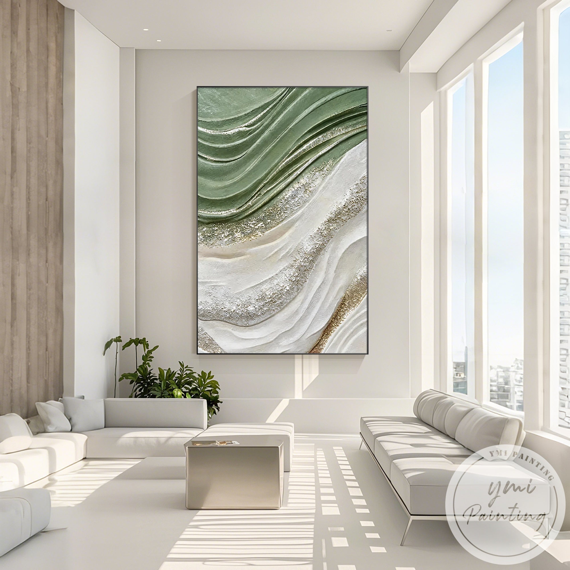 Textured organic wall art with layered abstract shapes