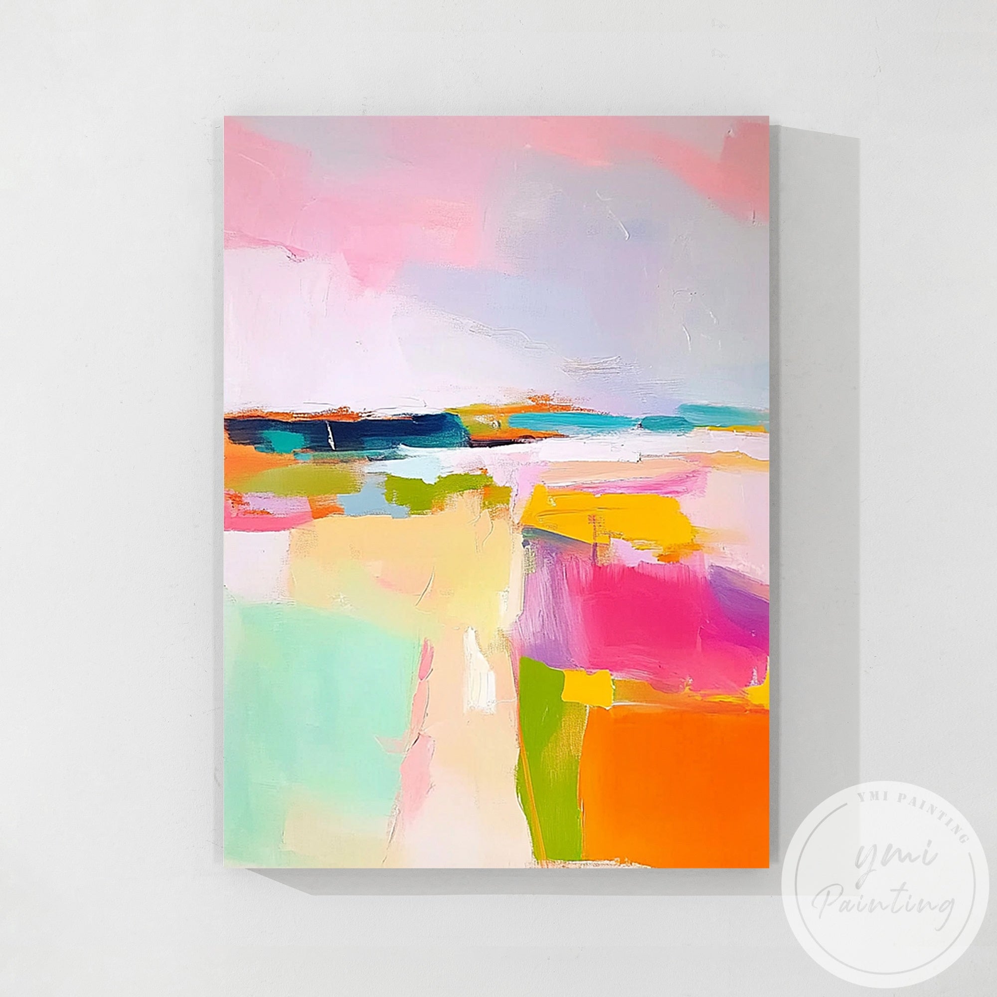 Large pastel color field abstract wall decor