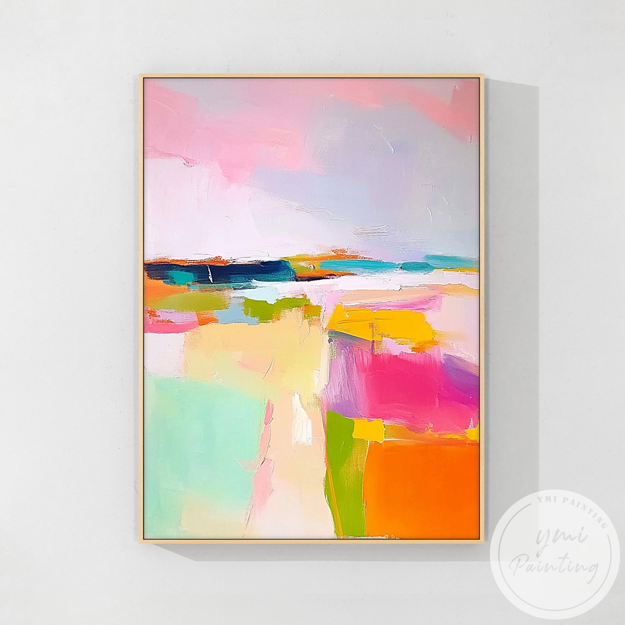Bright hand painted canvas art with textured finish