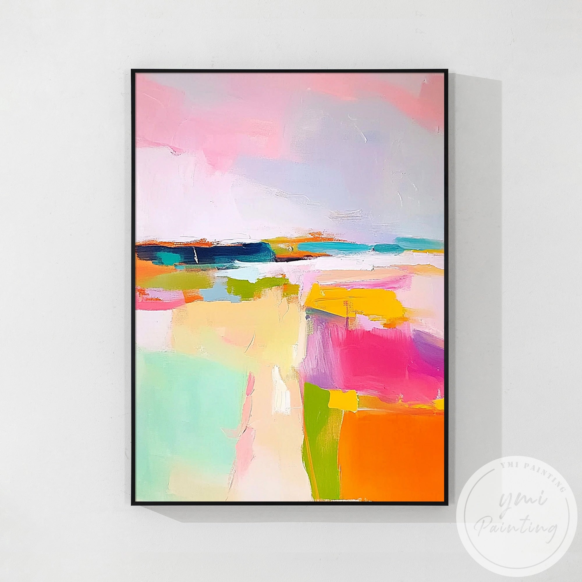 Large pastel color field abstract wall decor