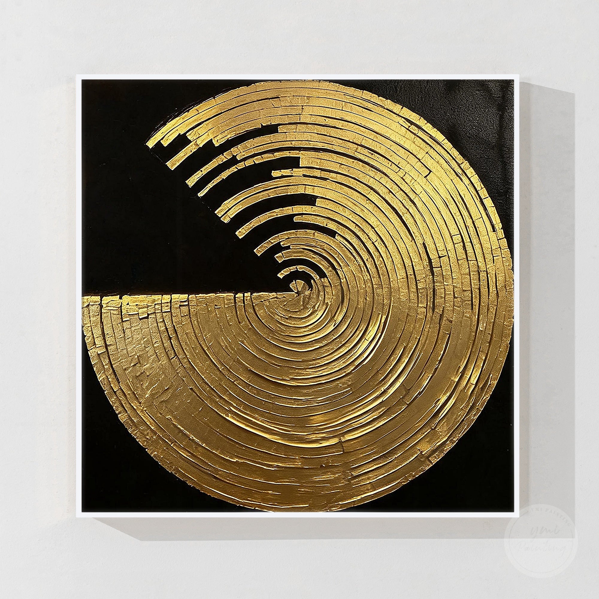 Minimalist black and gold abstract painting