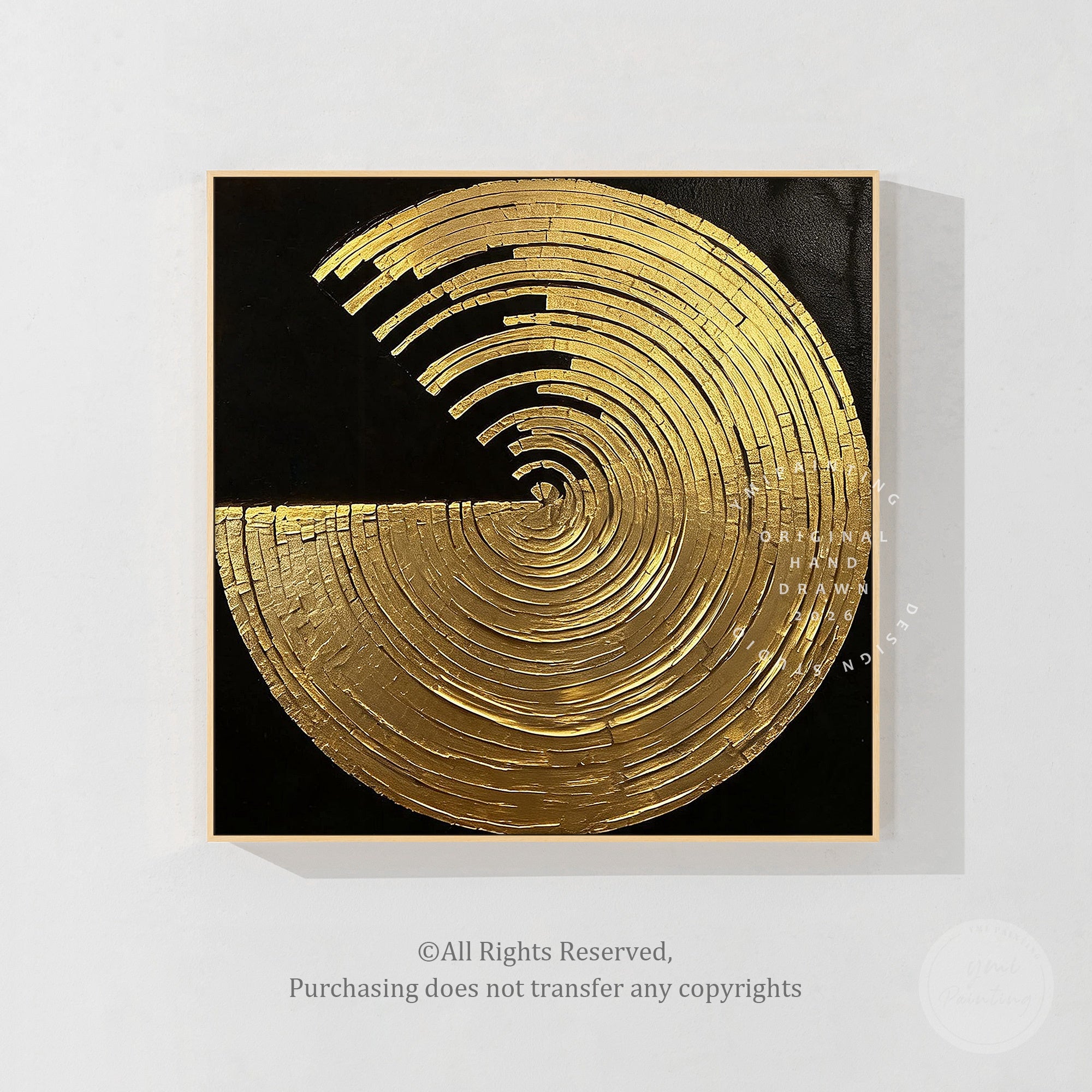 Contemporary gold swirl abstract painting