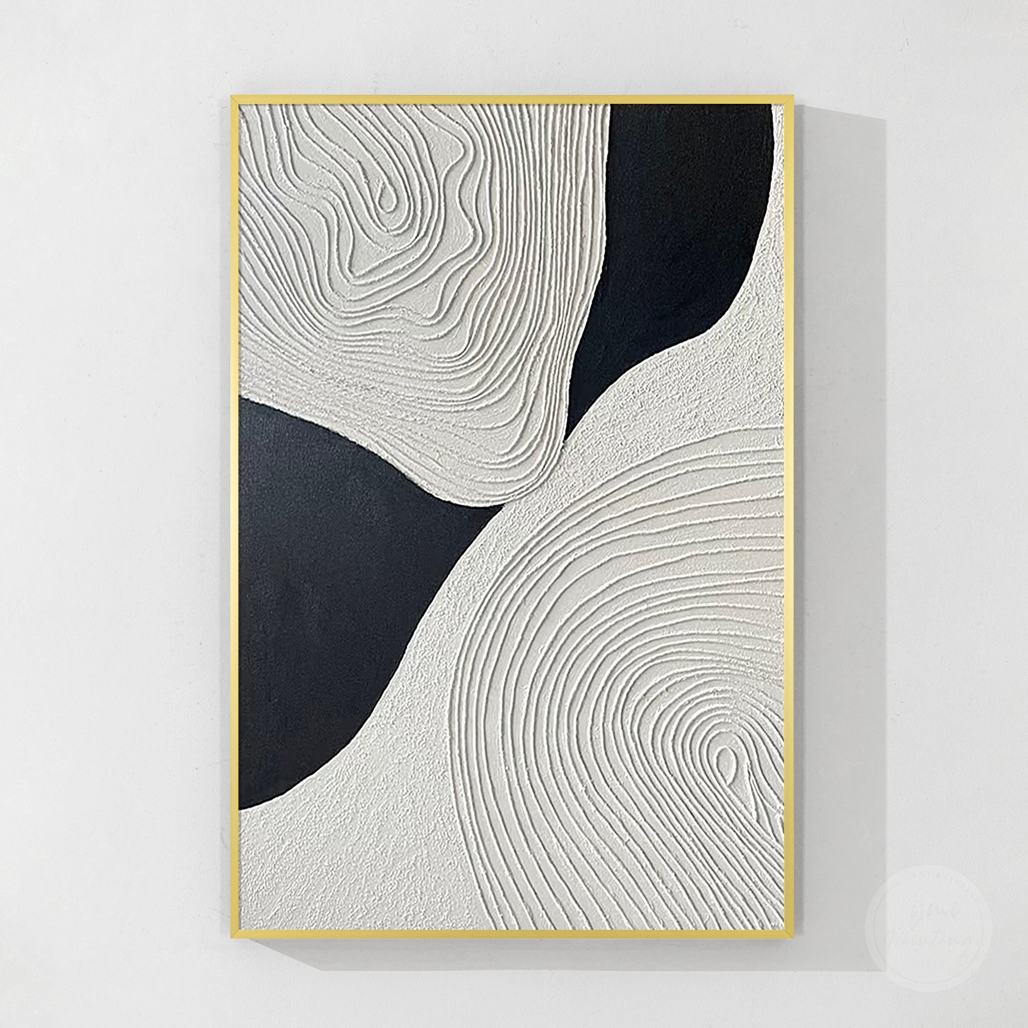 Black and white fiber relief wall artwork