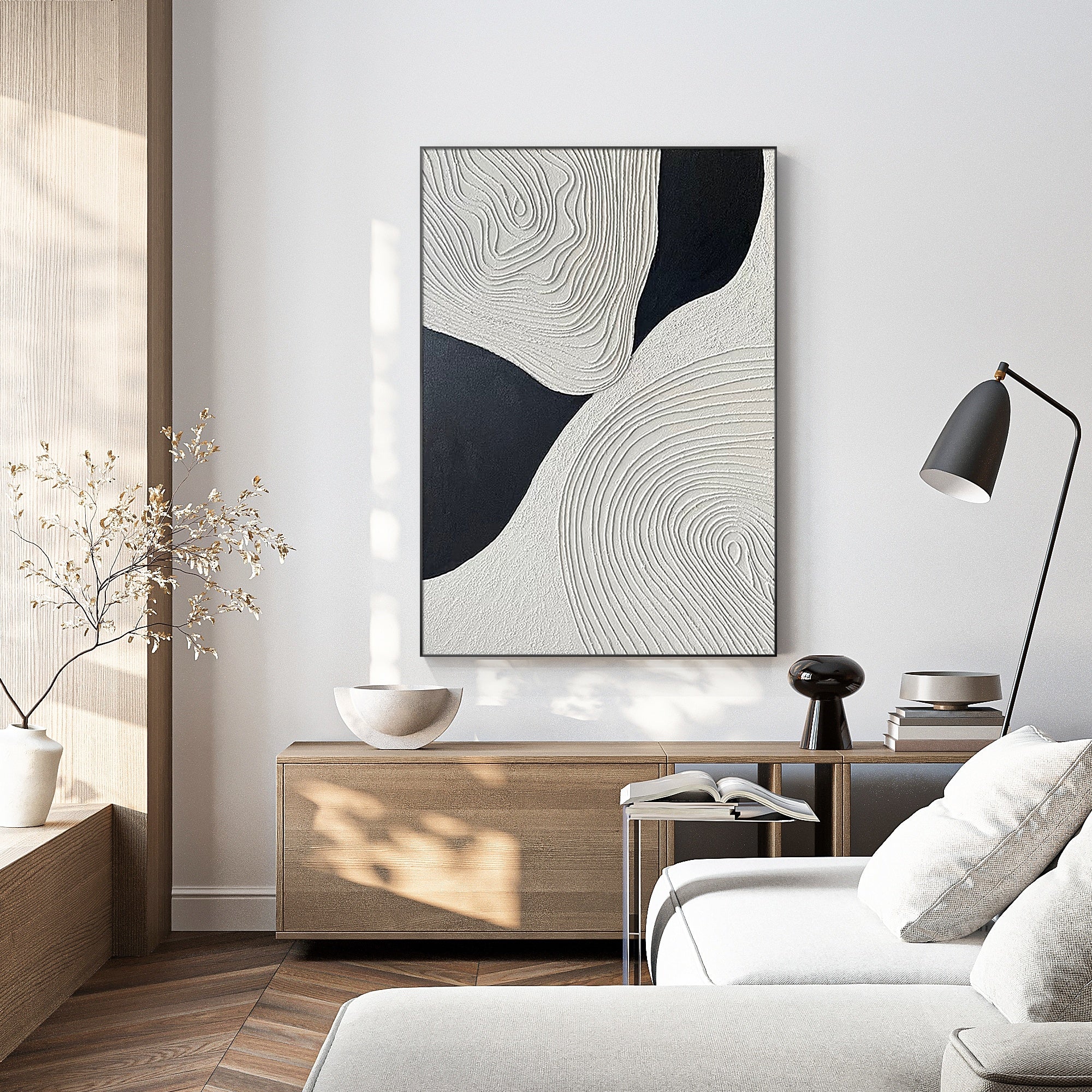 Handmade contemporary fiber relief artwork