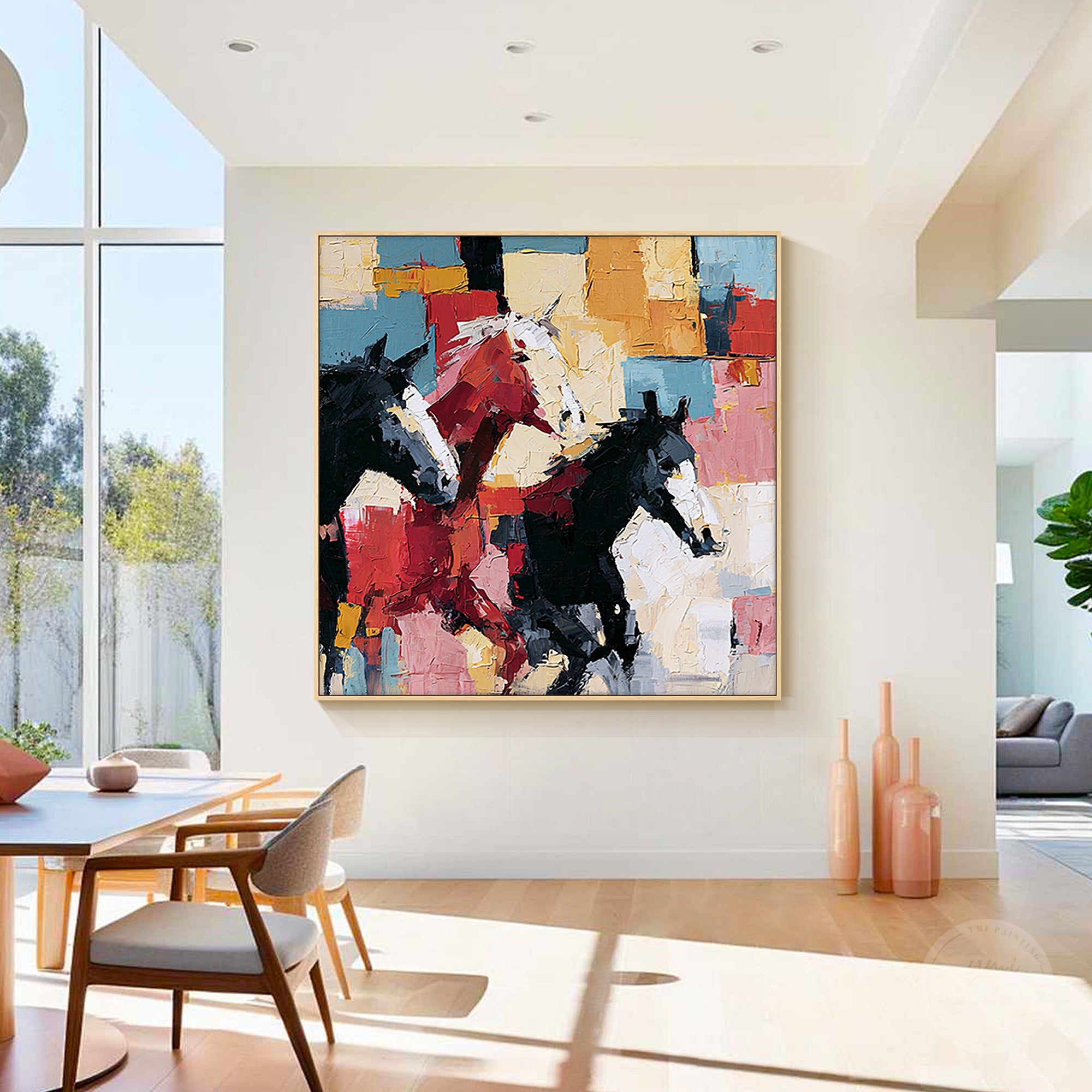 Modern colorful horse artwork with expressive brush textures