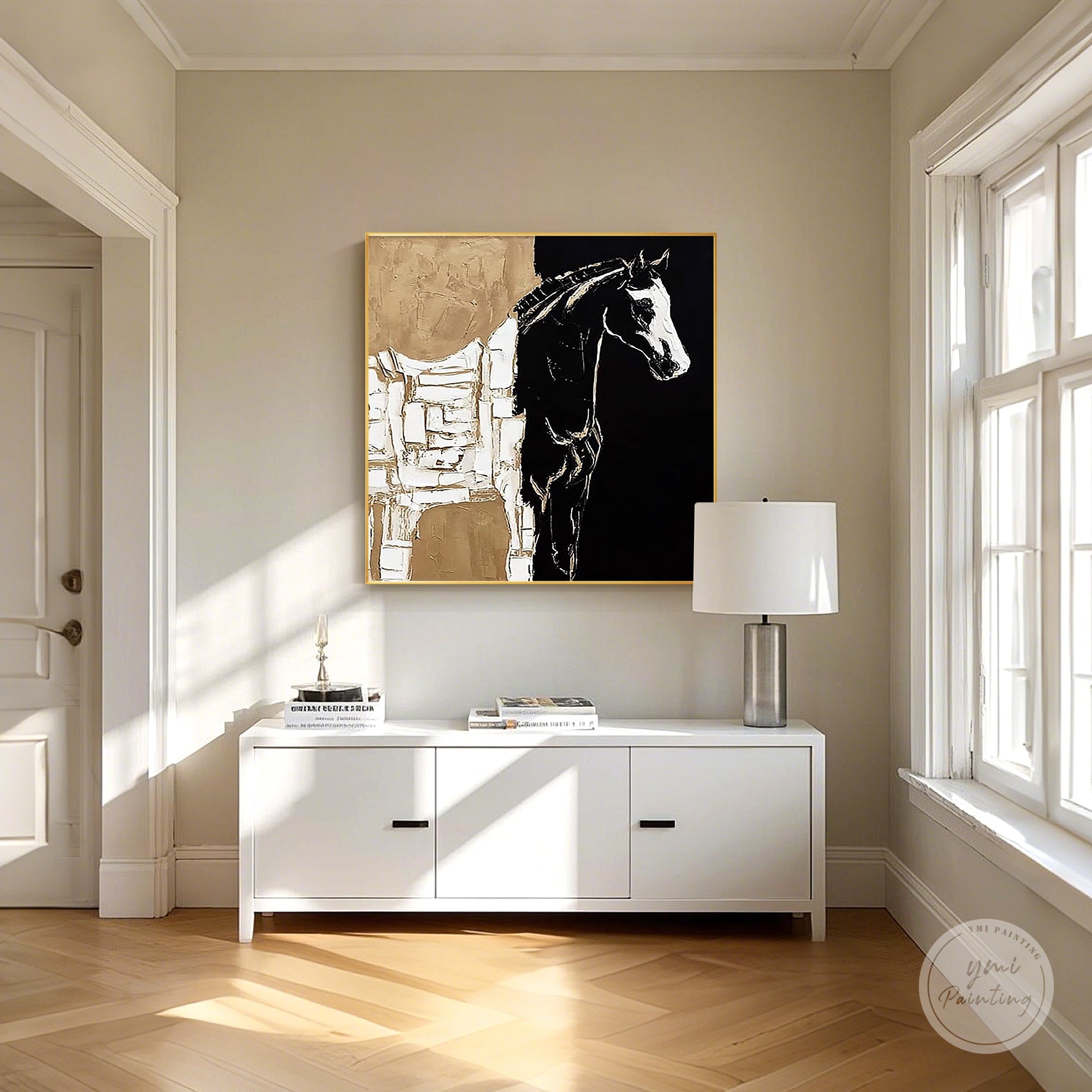 Contemporary horse wall decor with abstract painting style