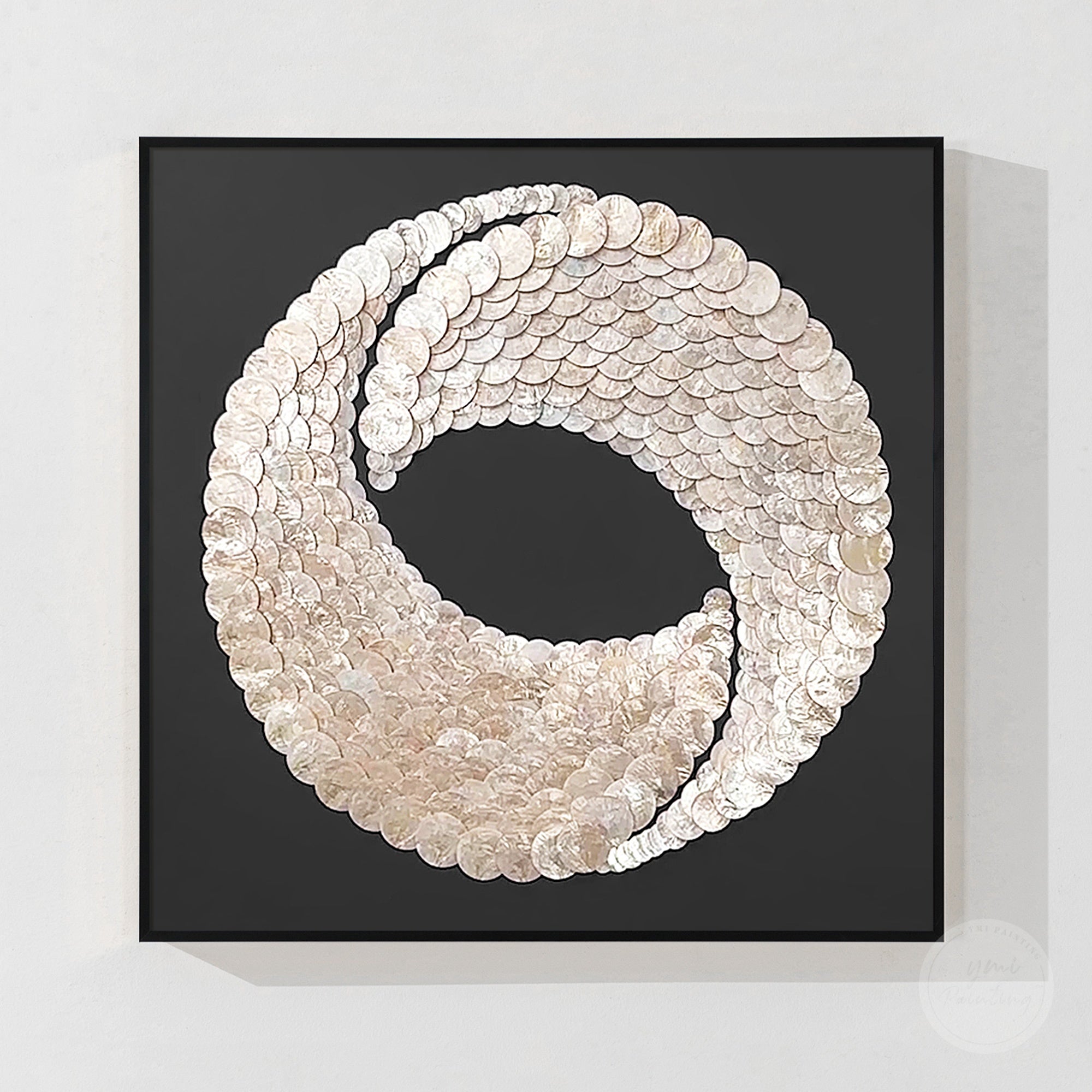 Modern white shell decor featuring layered capiz pieces
