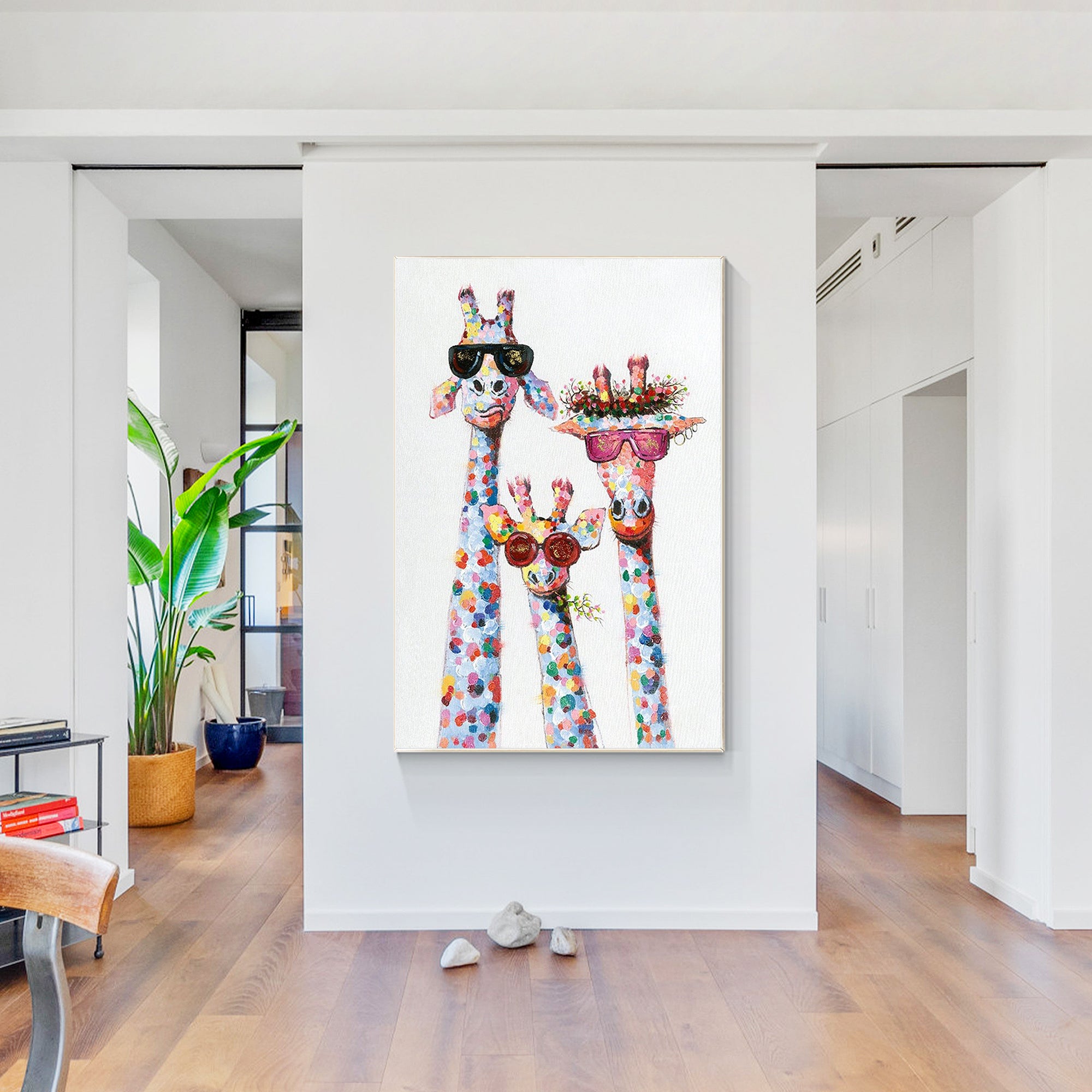 Glückliche Familie Giraffe Kunst