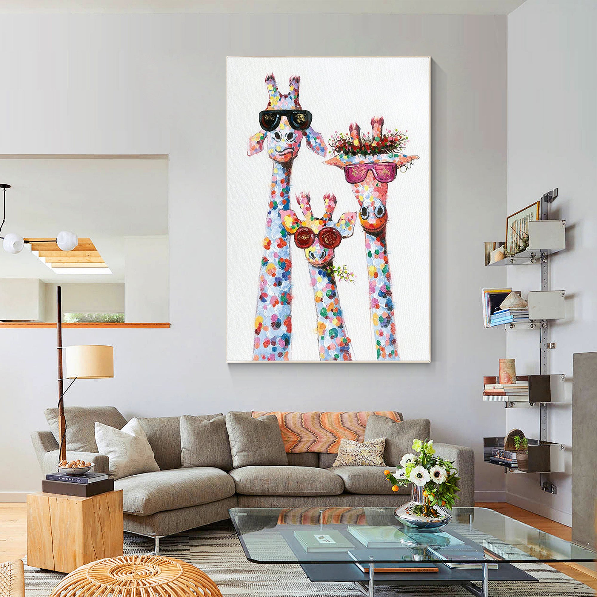 Glückliche Familie Giraffe Kunst