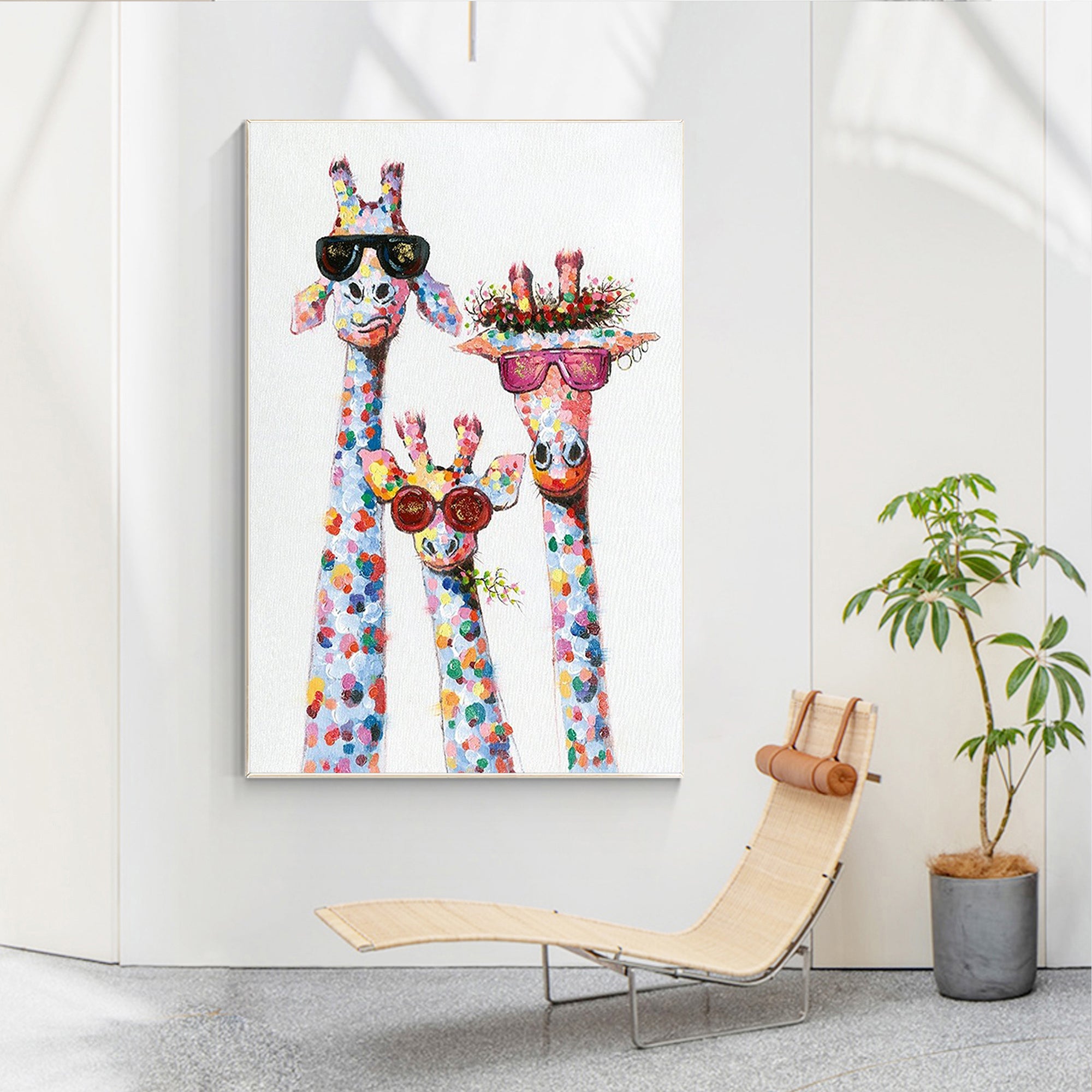 Glückliche Familie Giraffe Kunst