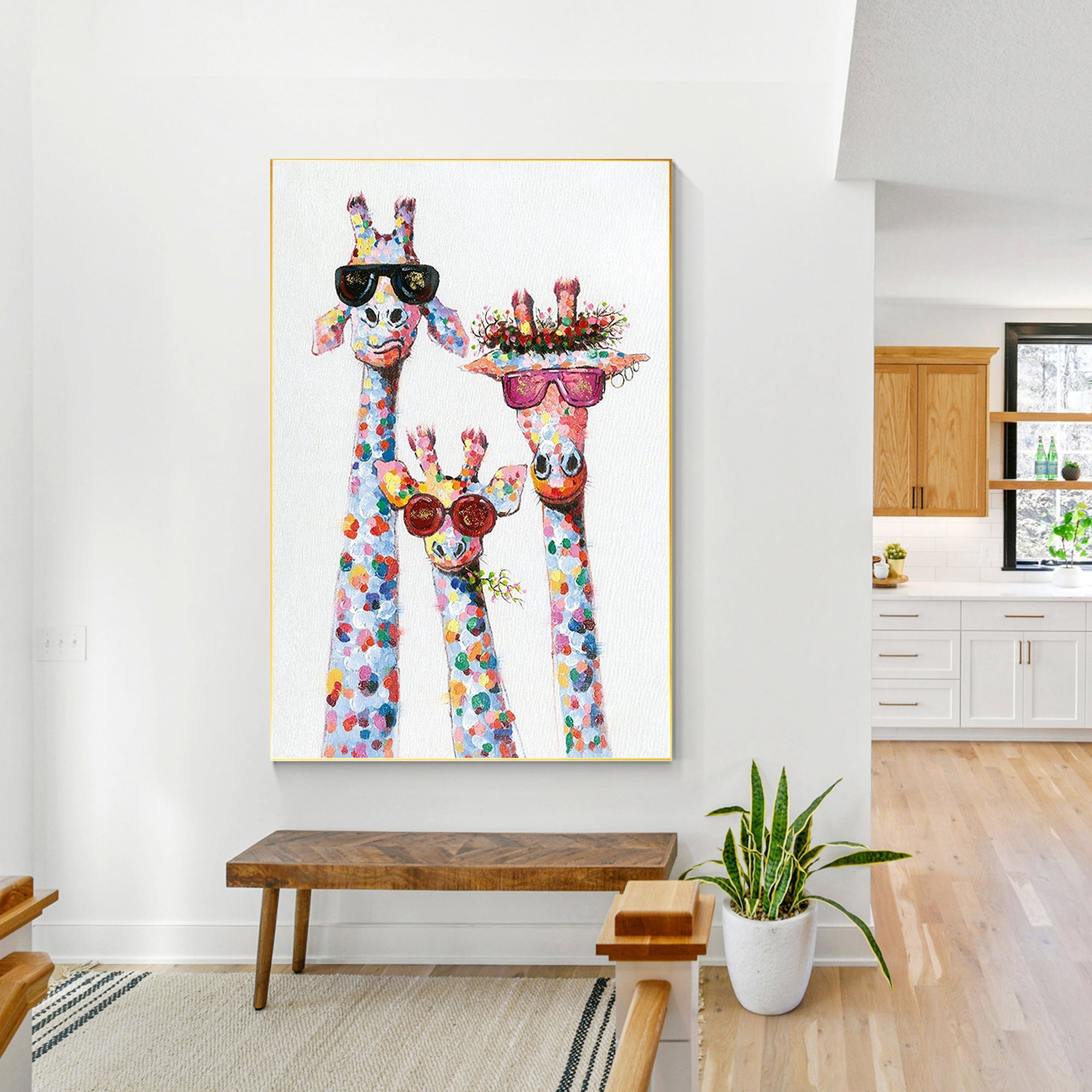 Glückliche Familie Giraffe Kunst