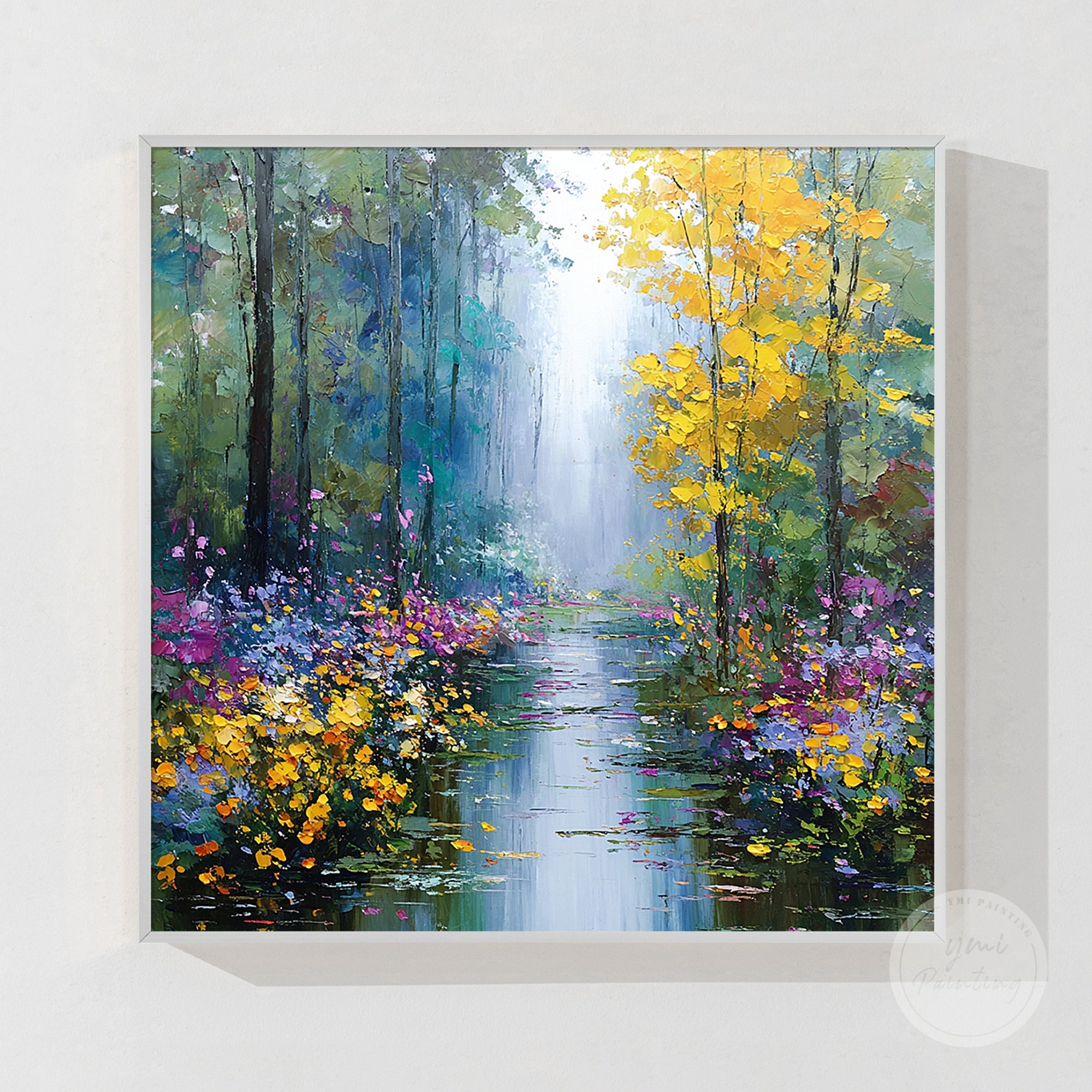Sunlit woodland wall art, ideal for modern, classic, or rustic interiors.