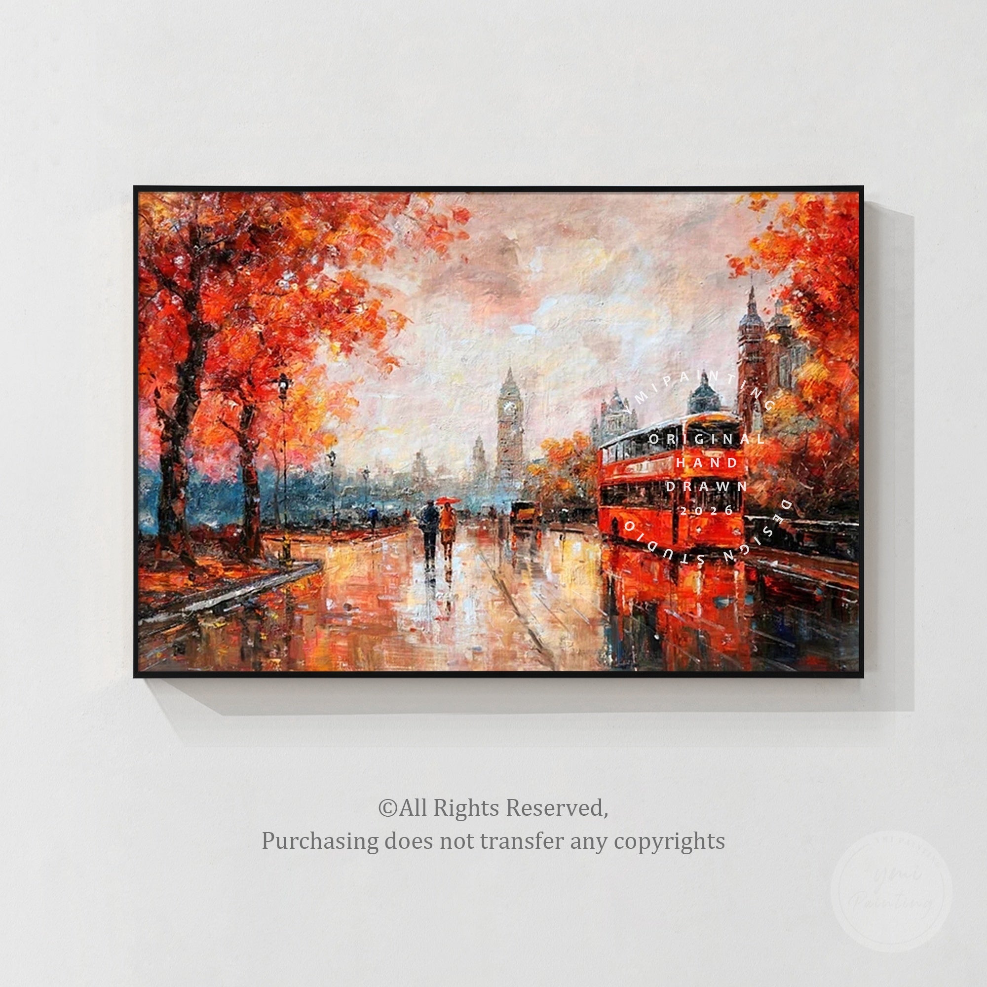 Vintage style urban landscape painting of London
