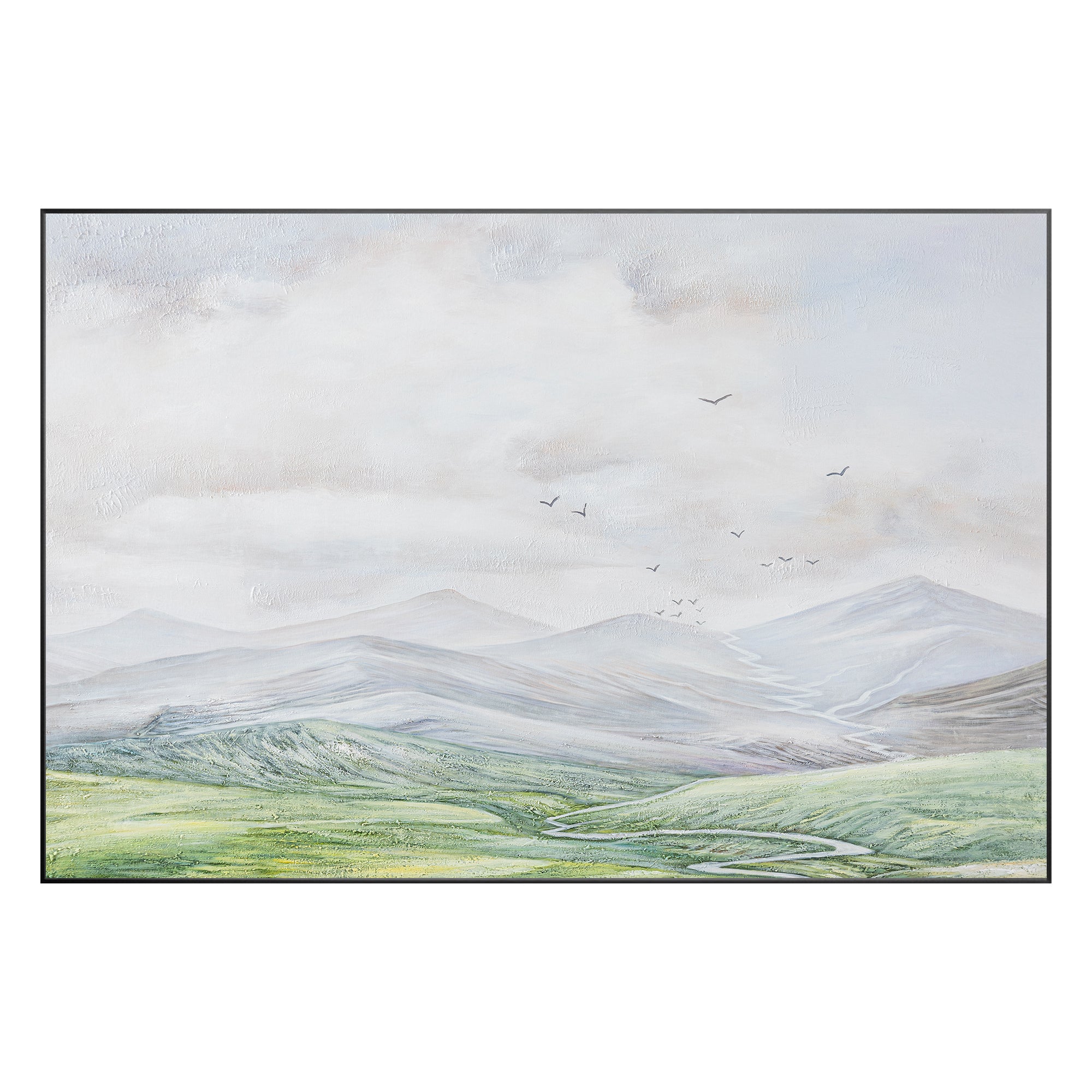 Brids Over Hill Large Mountain Wall Art