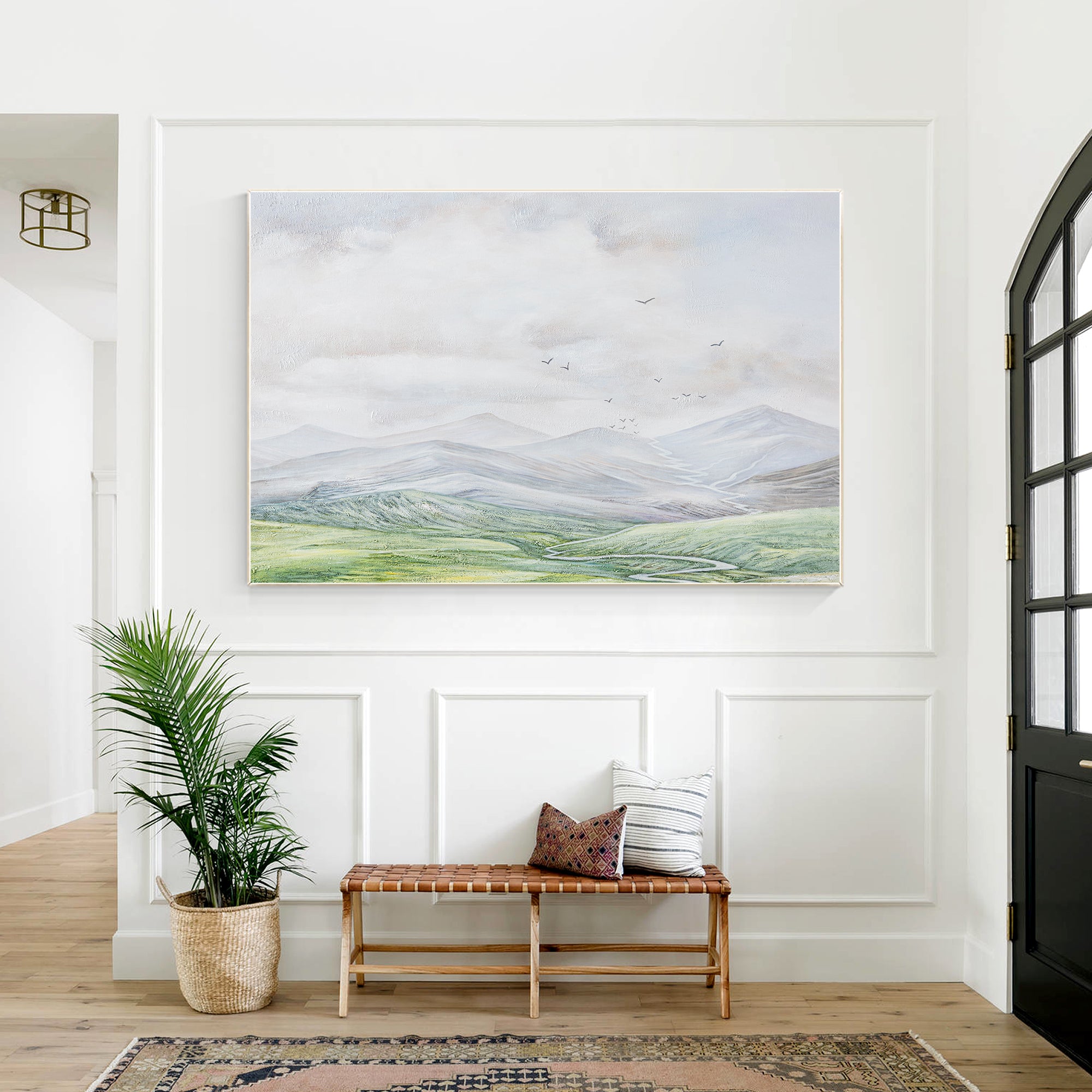 Brids Over Hill Large Mountain Wall Art