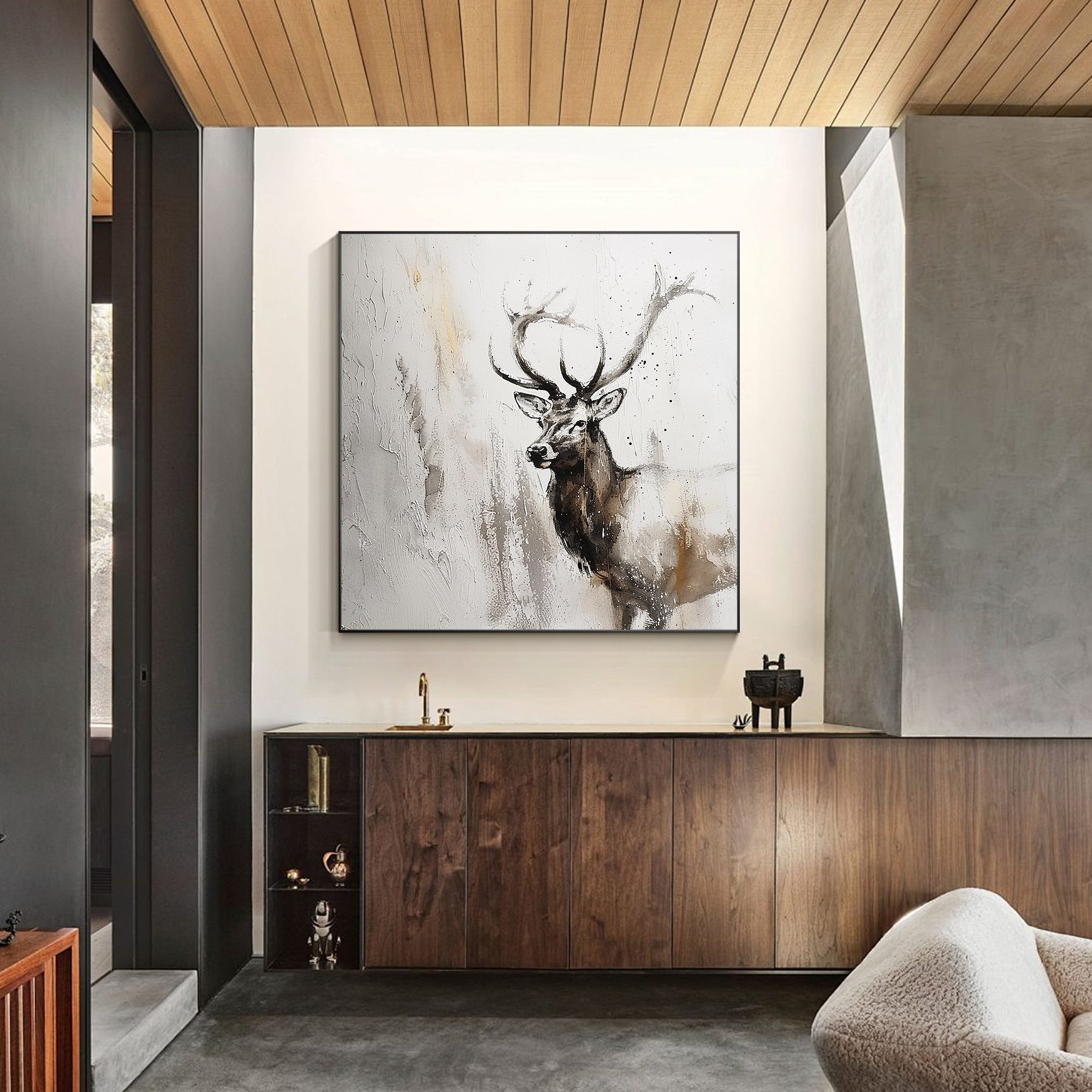 Textured Deer Wall Painting - YM025