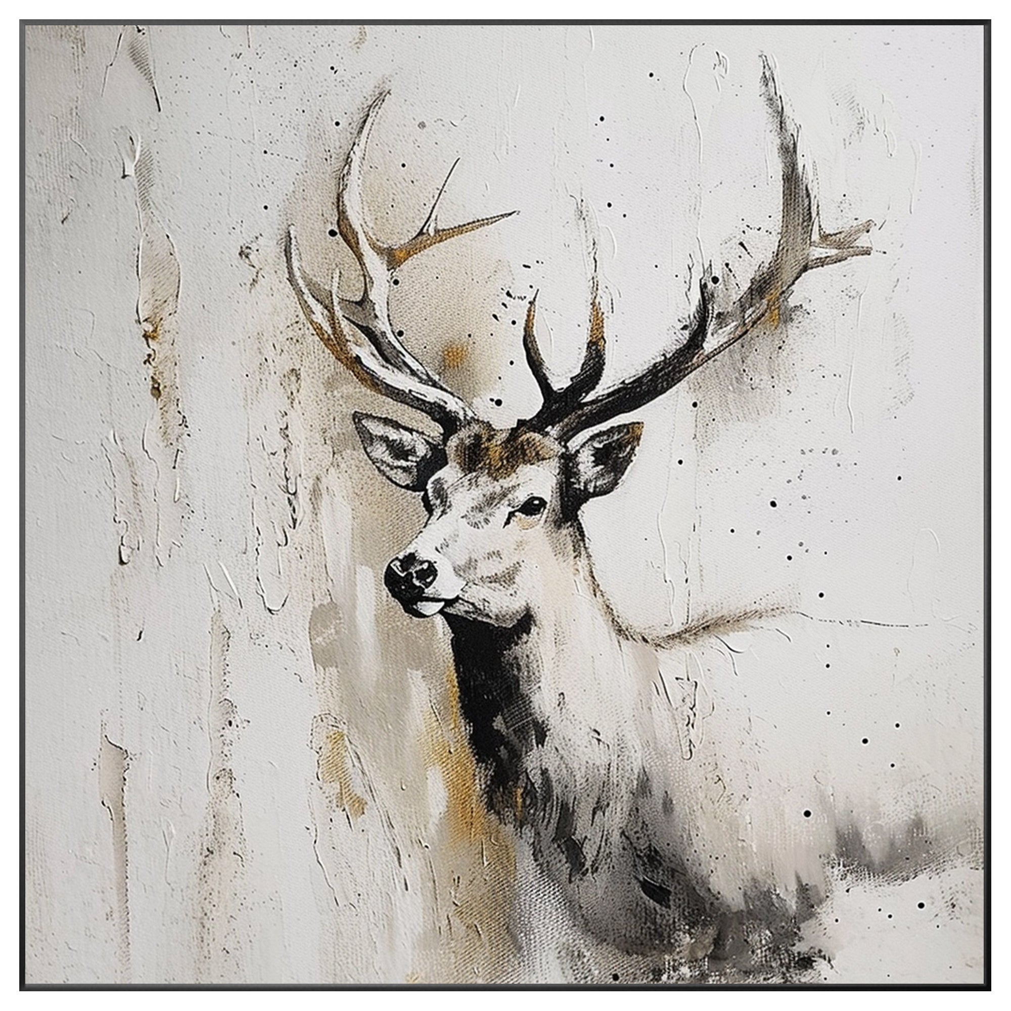 Textured Deer Art with Square Frame