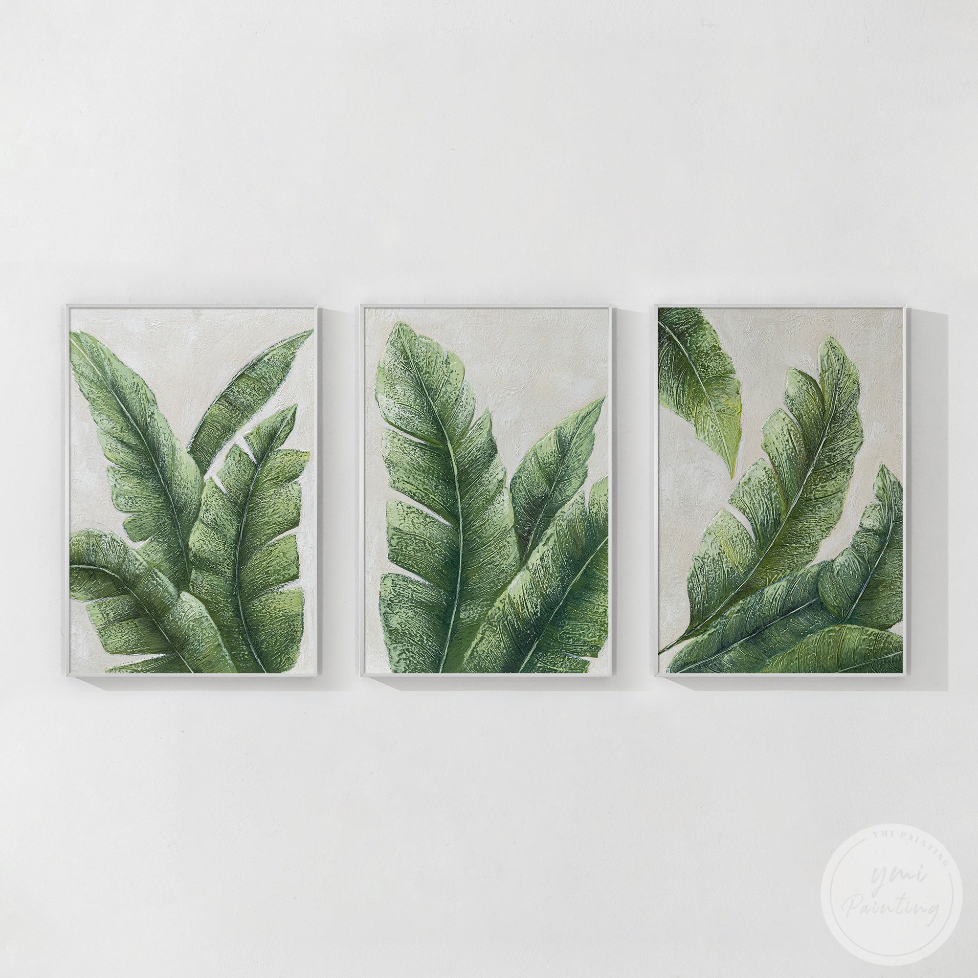 Leaf Print Set : Tropical Greenery Wall Art Triptych 1