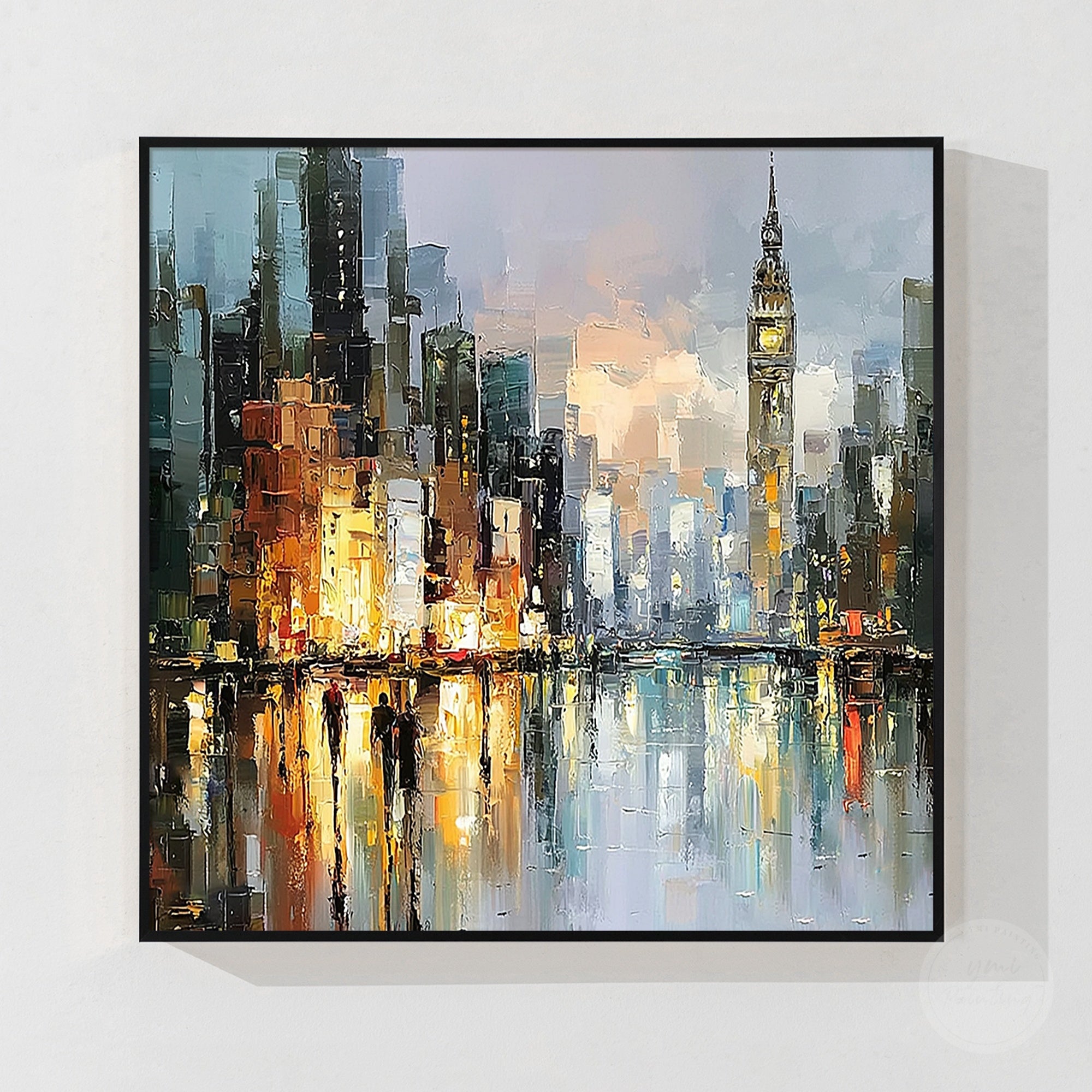 Handmade Big Ben wall art with colorful London cityscape