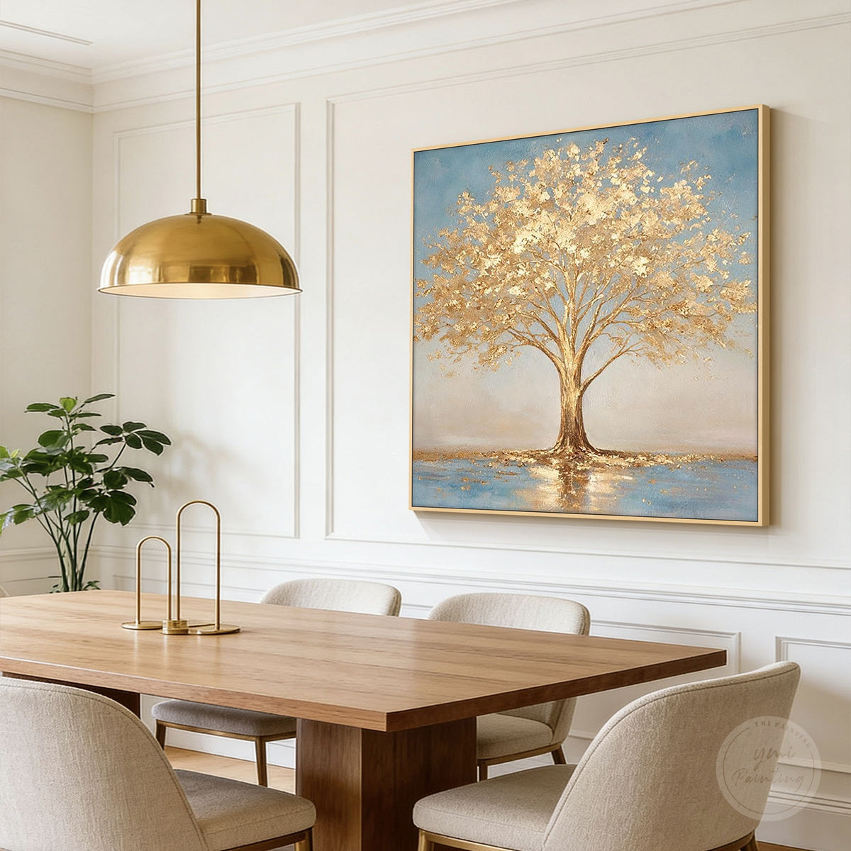 Gold leaf nature artwork symbolizing growth and harmony