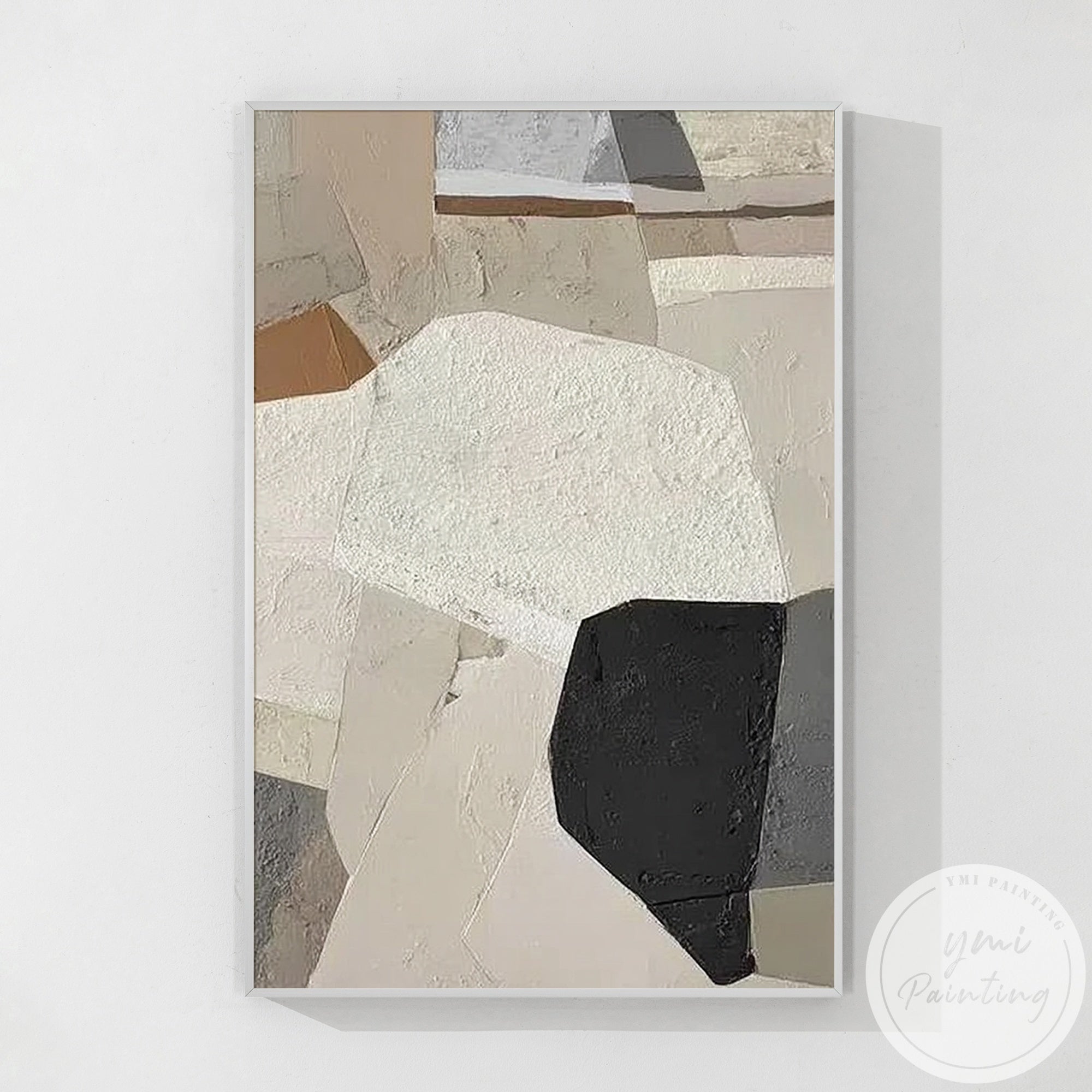 Modern hand painted geometric abstract decor