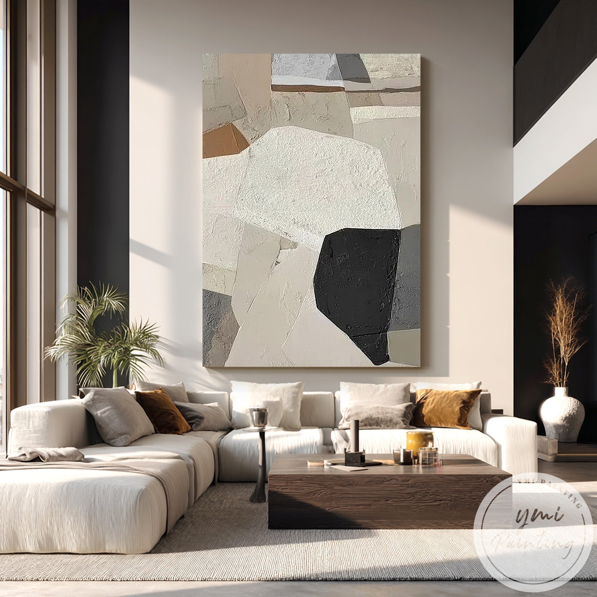 Textured minimalist abstract painting on canvas