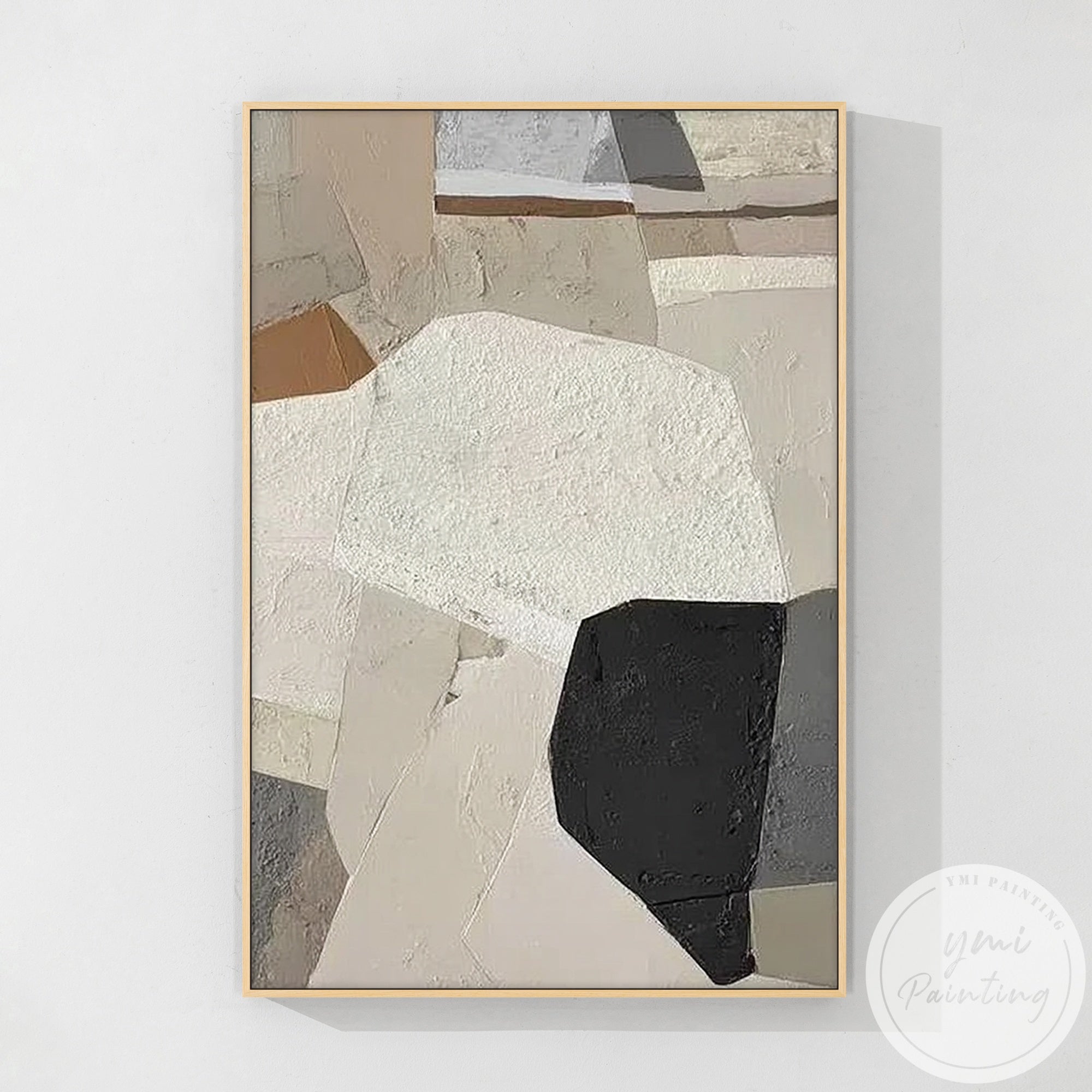 Large textured neutral abstract wall painting