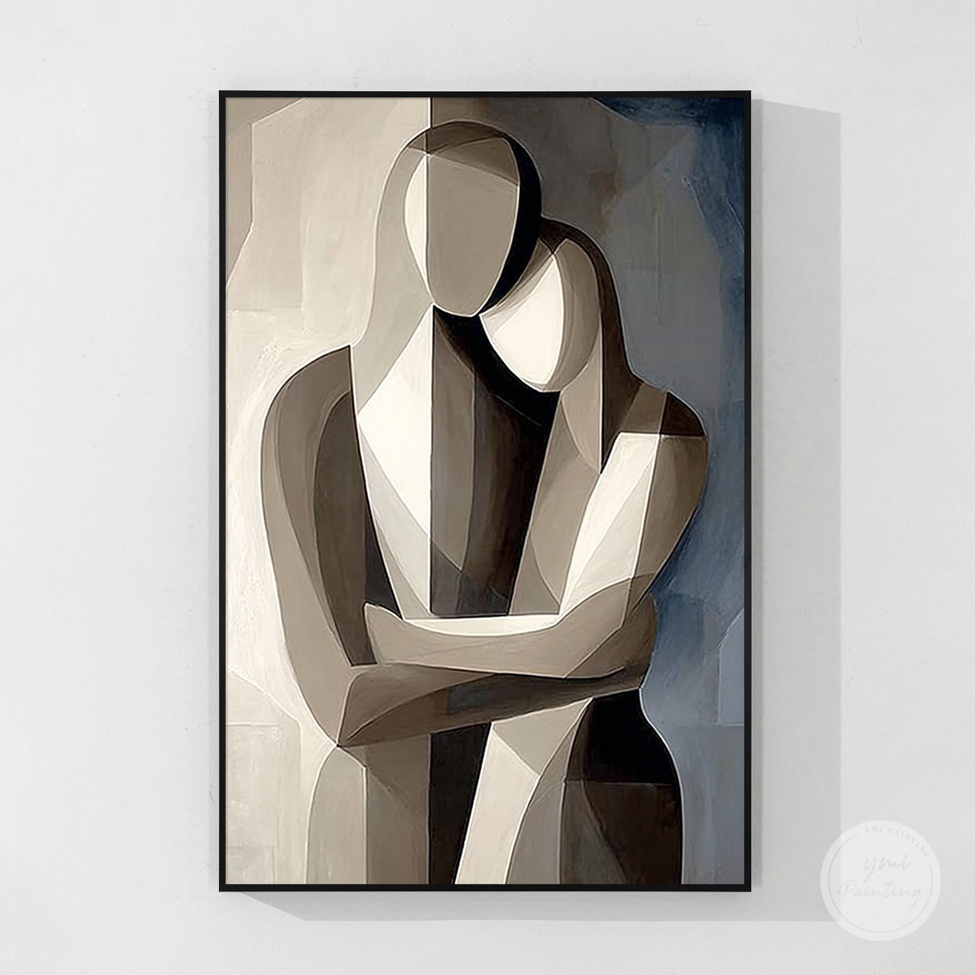 modern abstract couple artwork clean geometric style