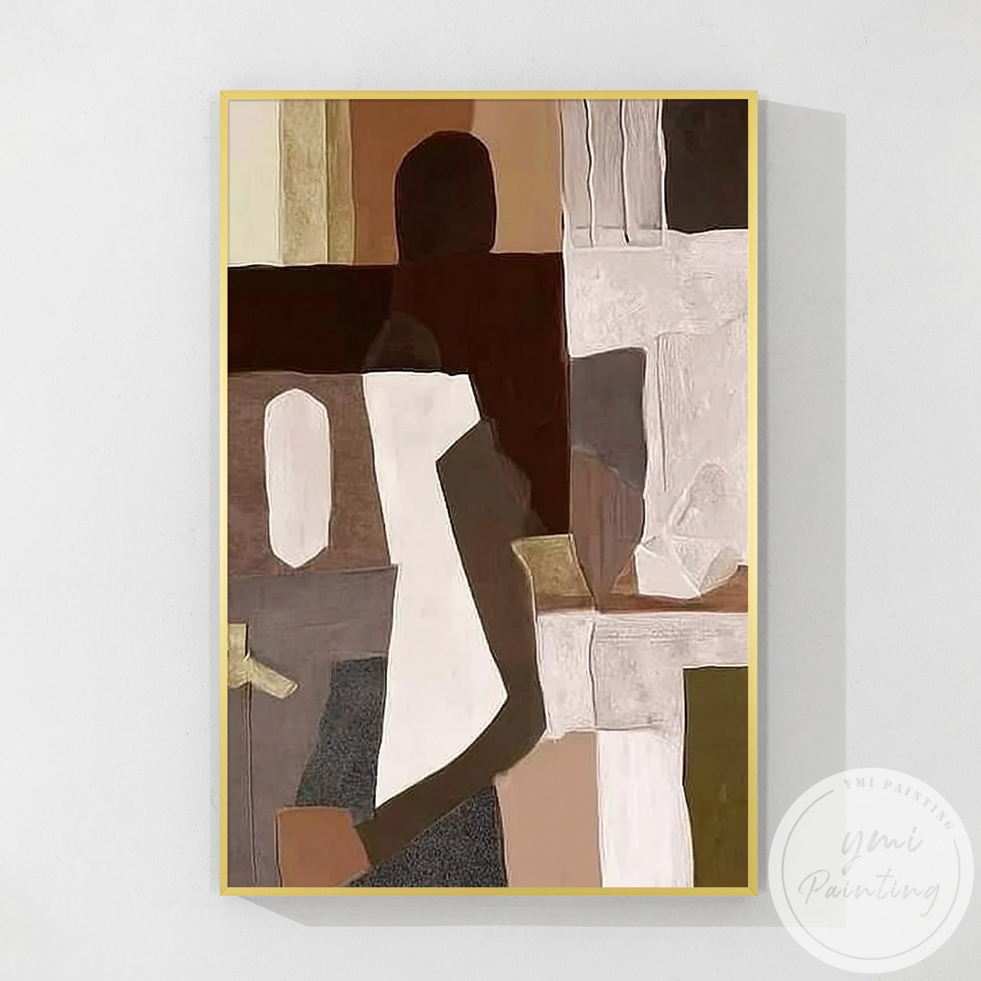 Neutral geometric abstract wall art