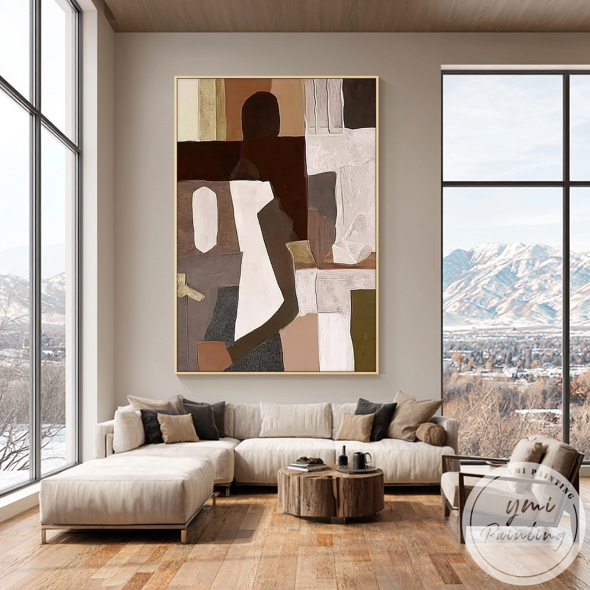 Soft tonal abstract geometric painting