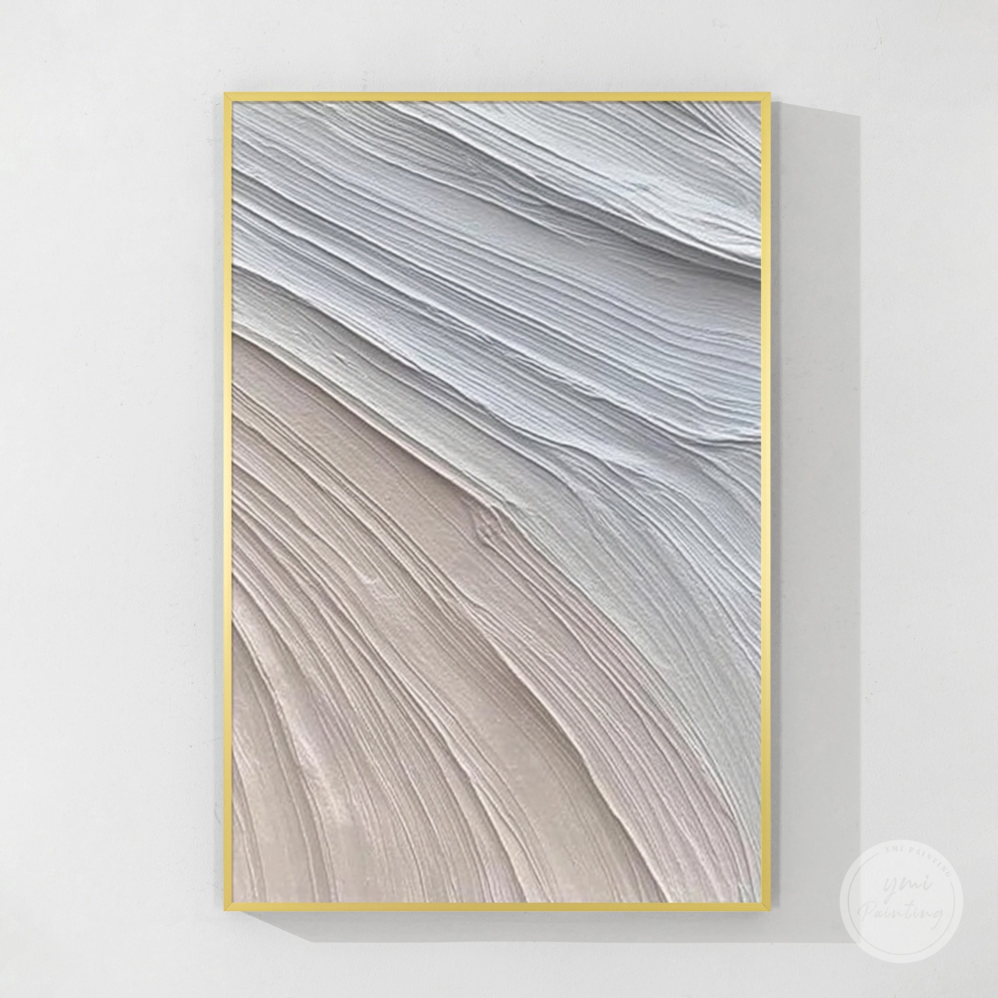 Grey beige textured abstract wall art with flowing organic lines