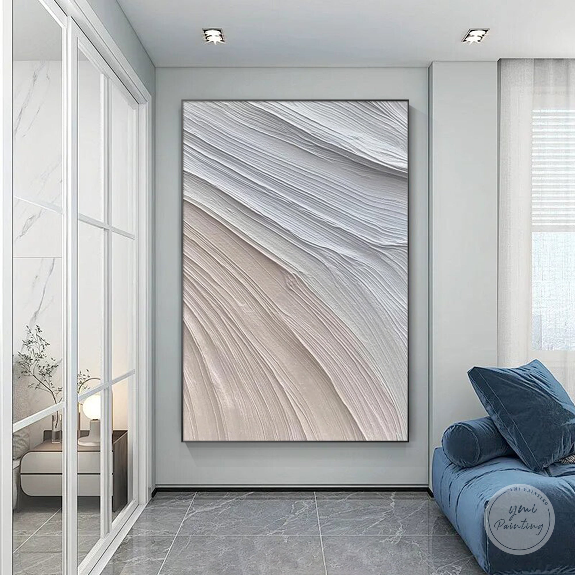Modern textured wall decor with layered curved lines