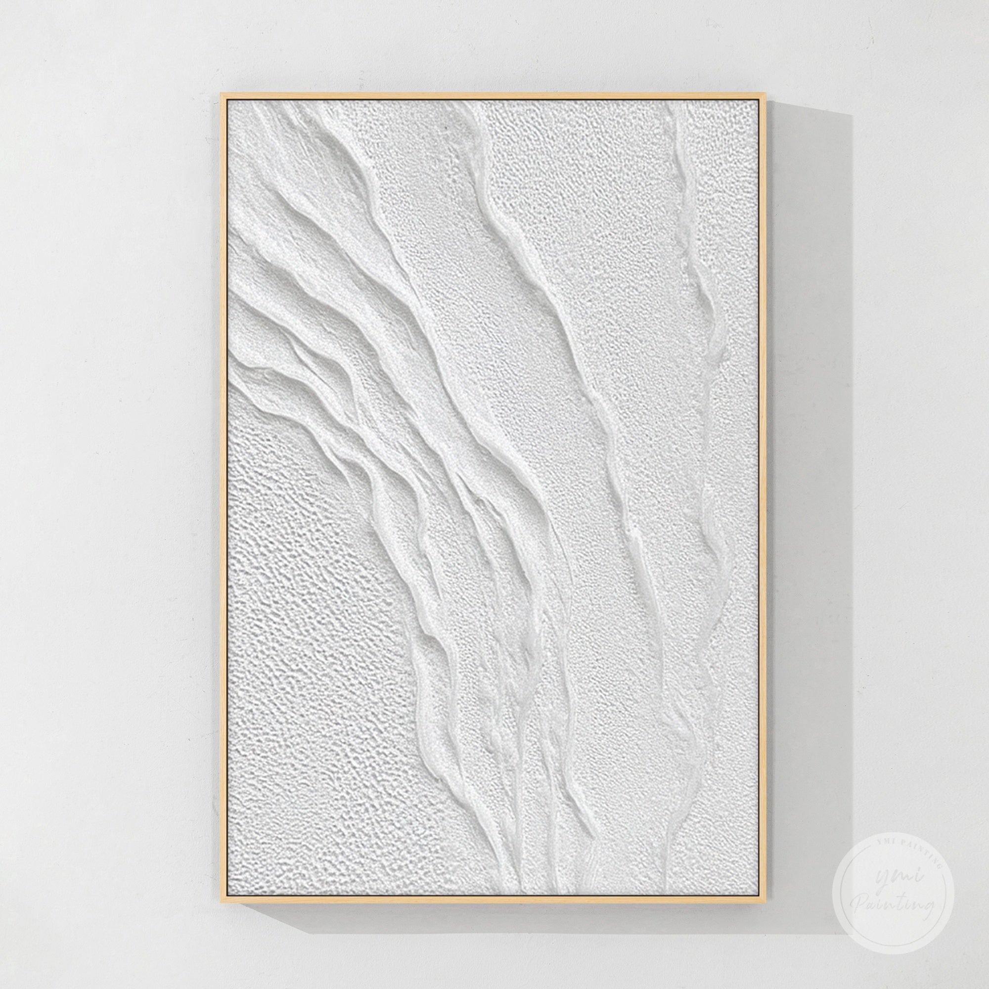 Contemporary monochrome textured canvas artwork in a clean office interior design