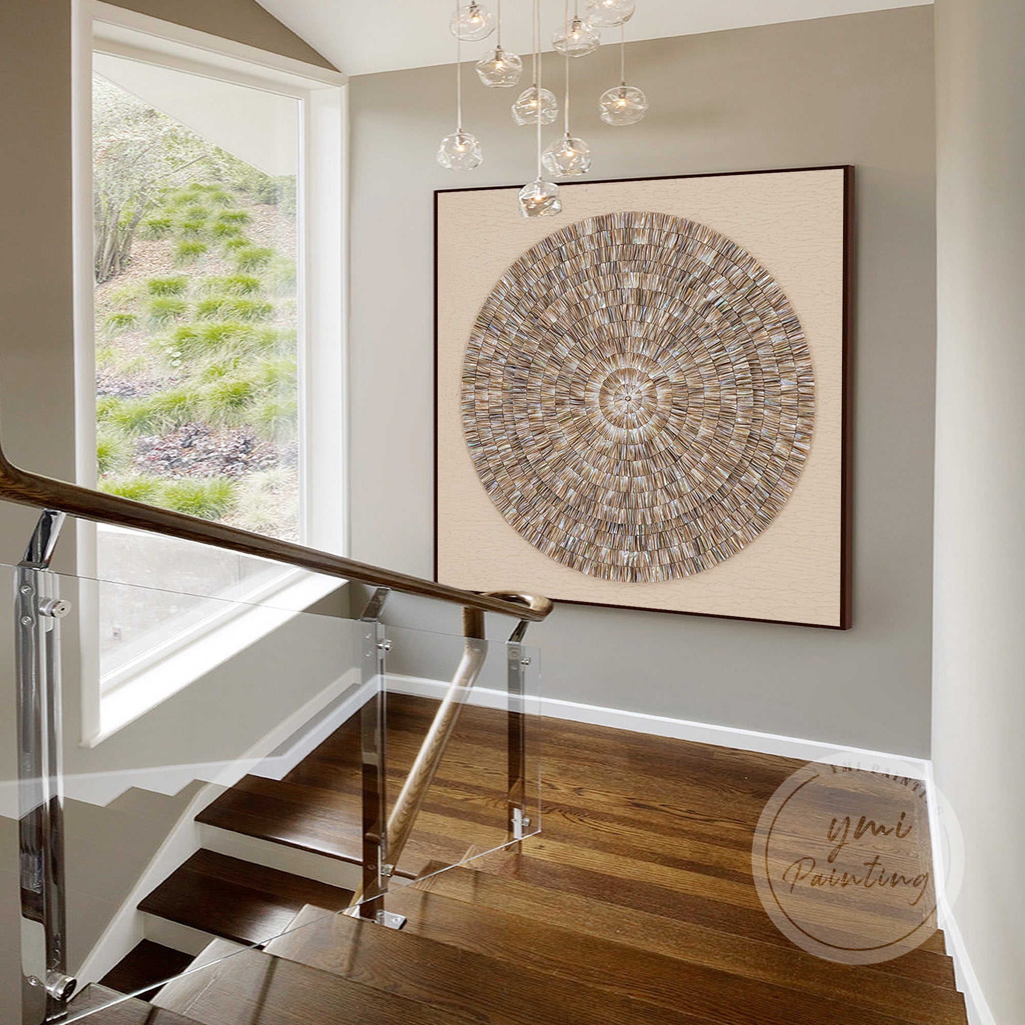 Double-layer coastal-inspired wall art with shell design