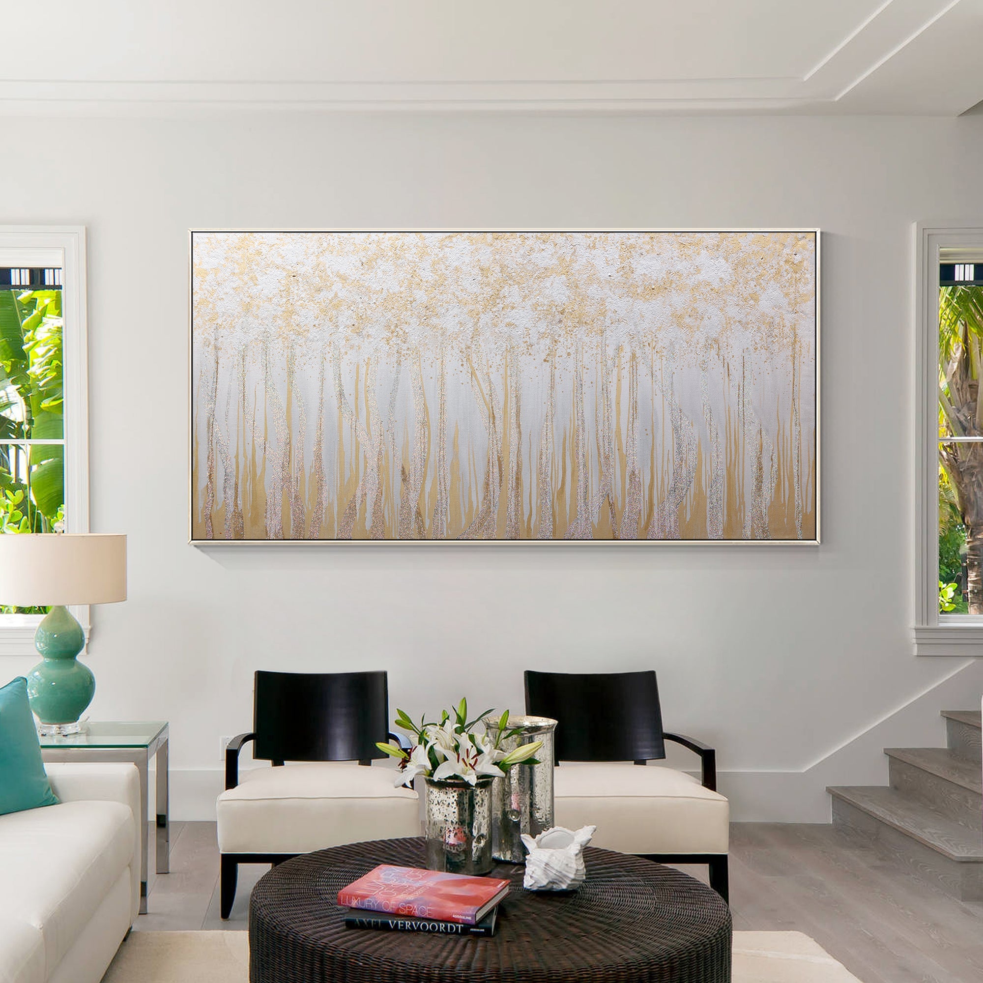 Modern Abstract Gold Glitter Painting