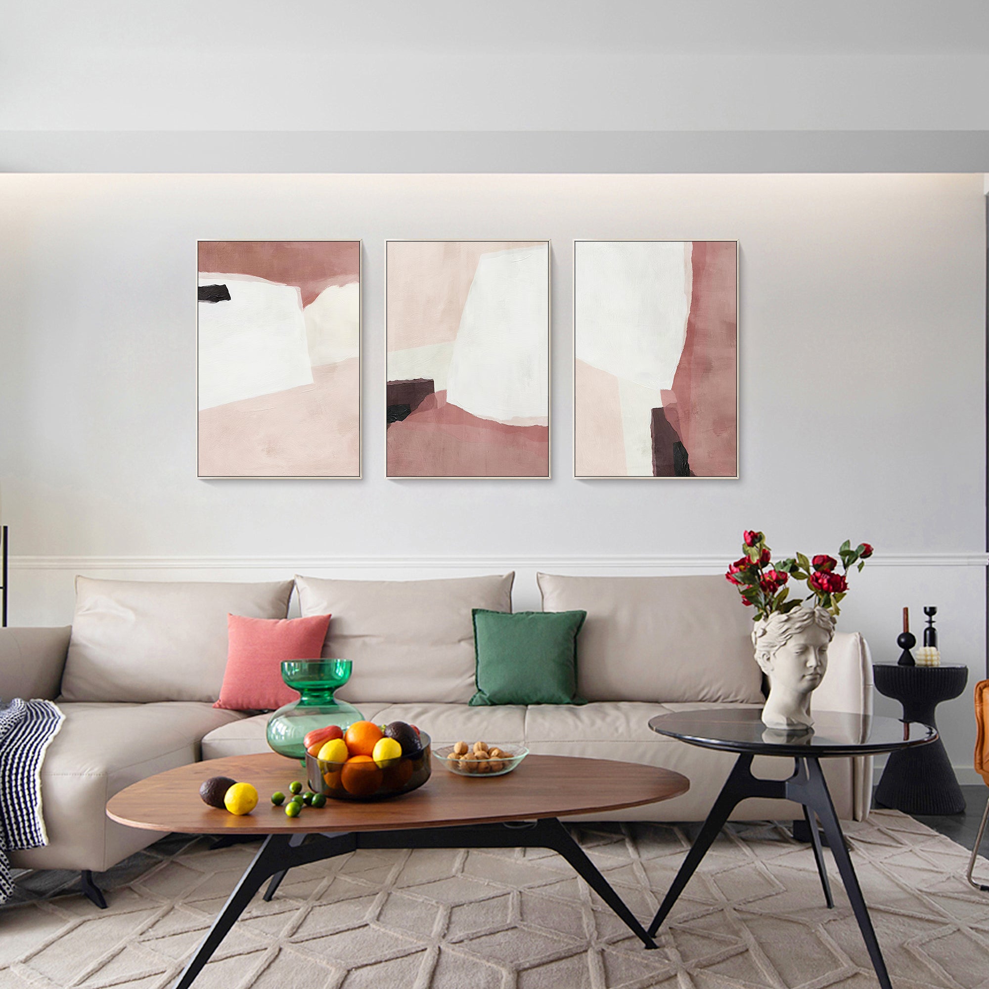 Ymipaiting Handcrafted Neutral Toned Triptych for Modern Interiors