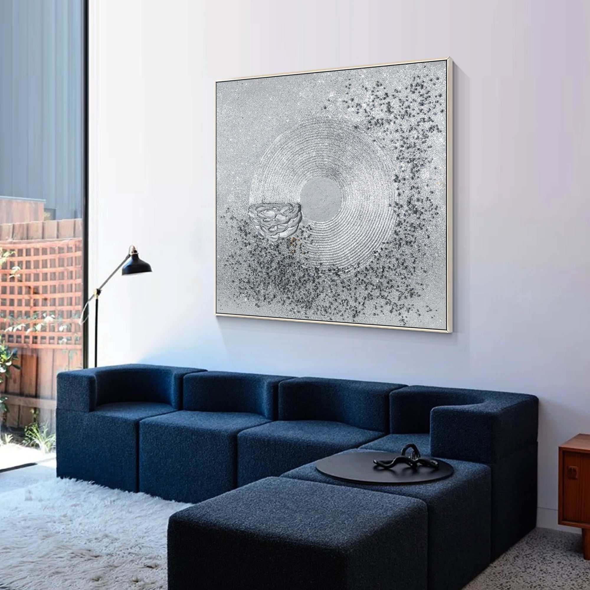 Modern glitter wall art with subtle diagonal fading effect